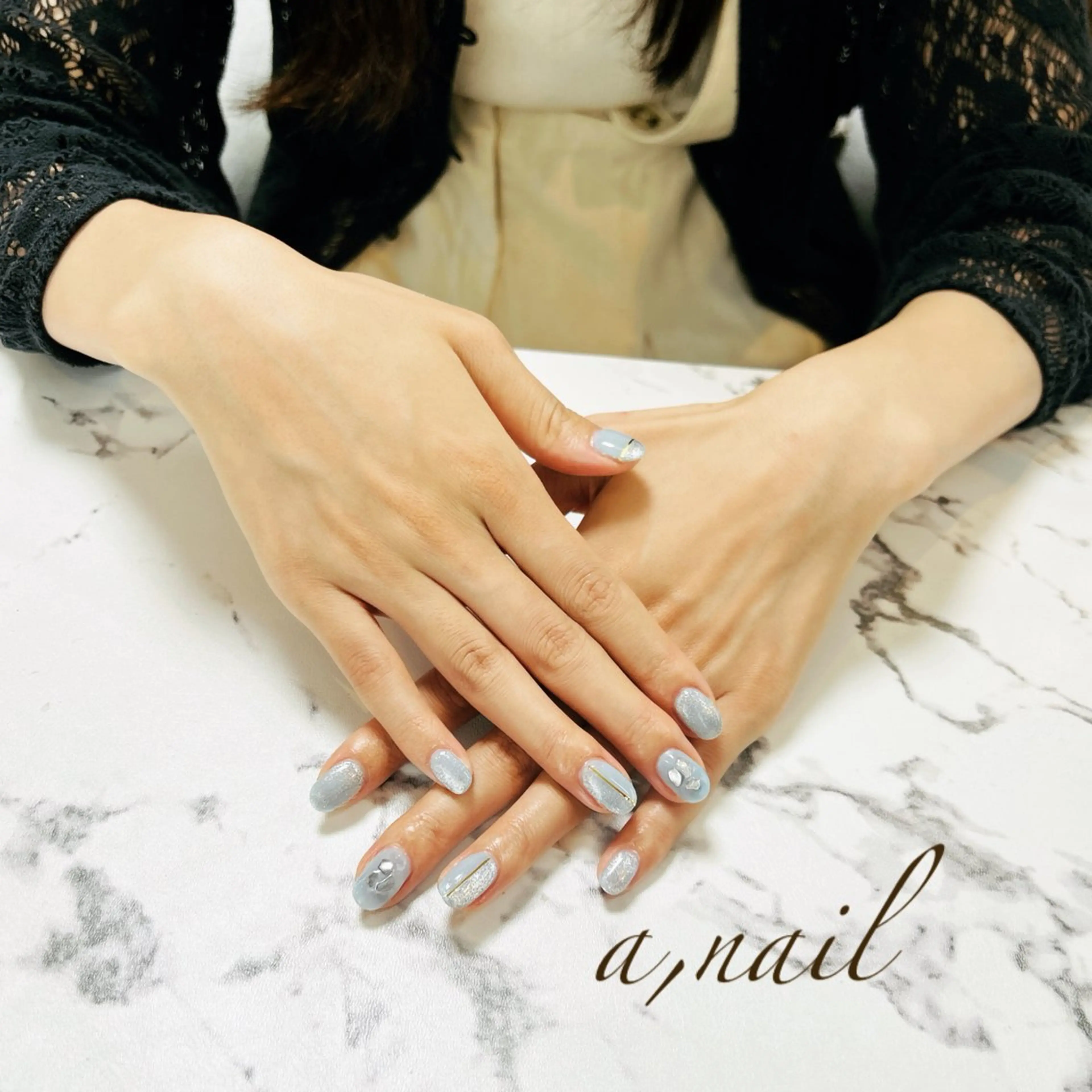 ネイル フレンチネイル キラキラネイル マグネットネイル シンプルネイル ハンドネイル ネイルサロン エーネイルのネイルデザイン