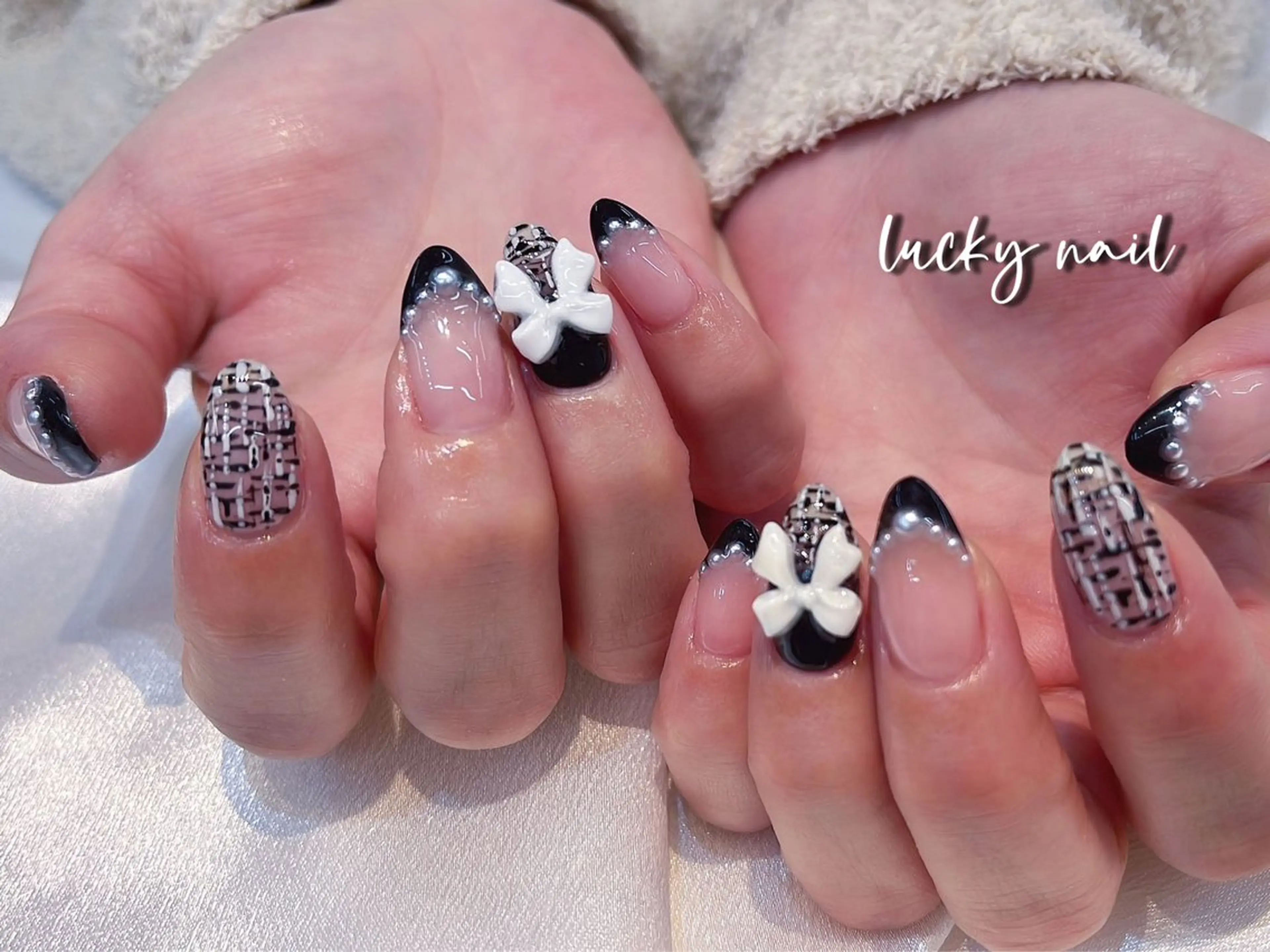 ネイル チークネイル 長さ出し ジェルネイル マグネットネイル 持ち込み Lucky nail 小林和希のネイルデザイン