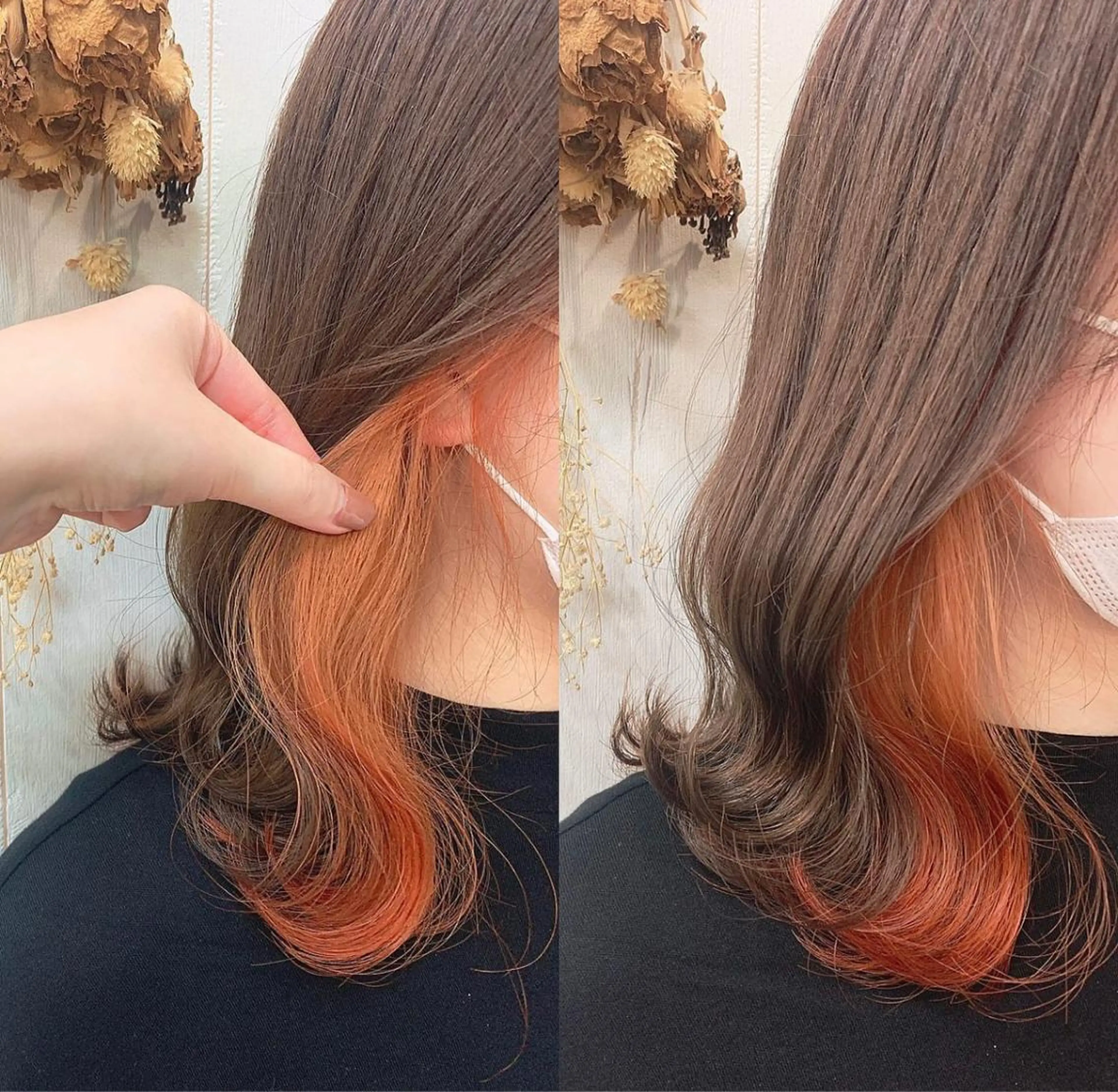 ❤︎ インナーカラー／オレンジ❤︎ ケアブリーチ🌈割引🌈の写真