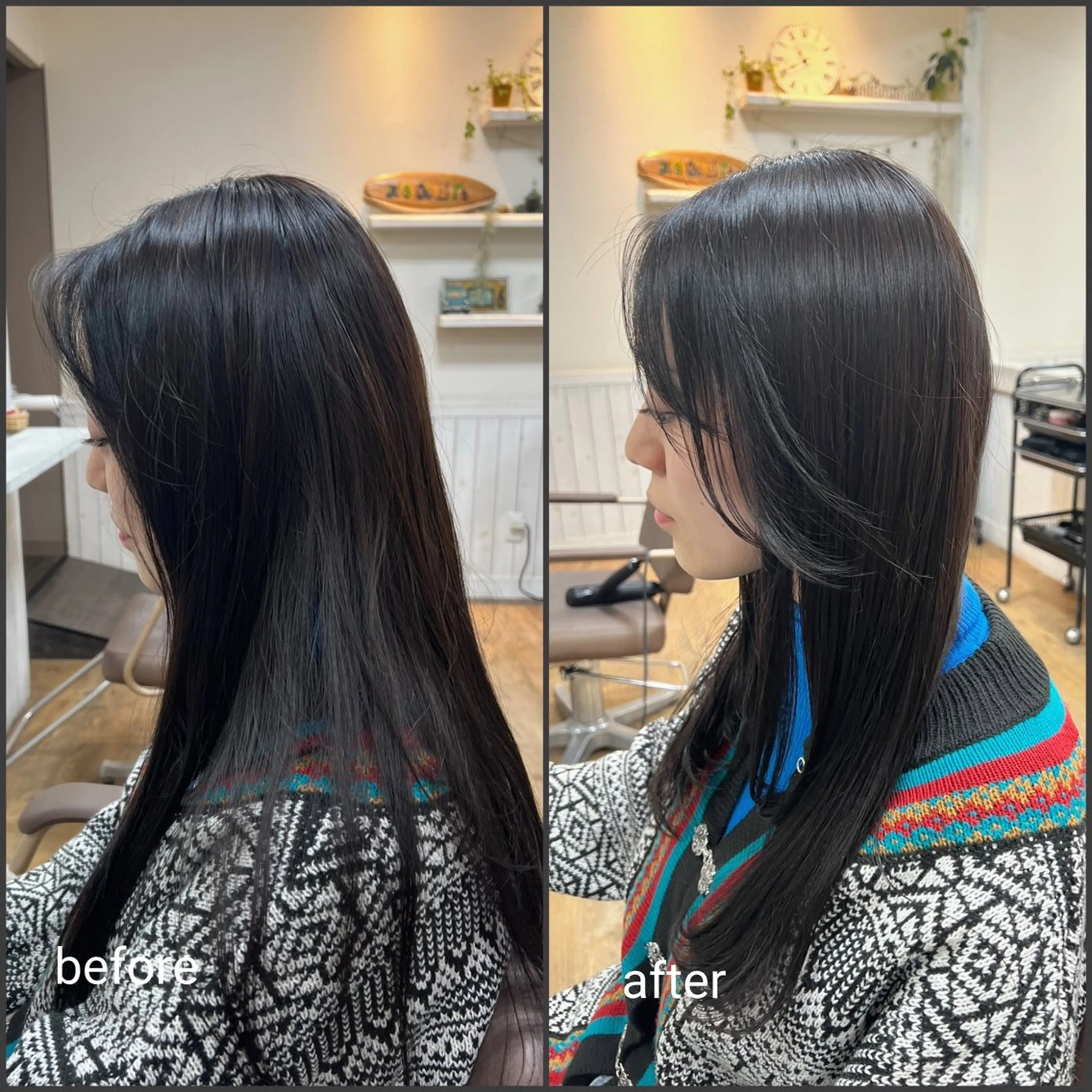 セミロング 顔まわりレイヤー レイヤーカット kokua hair design／大西のヘアスタイル