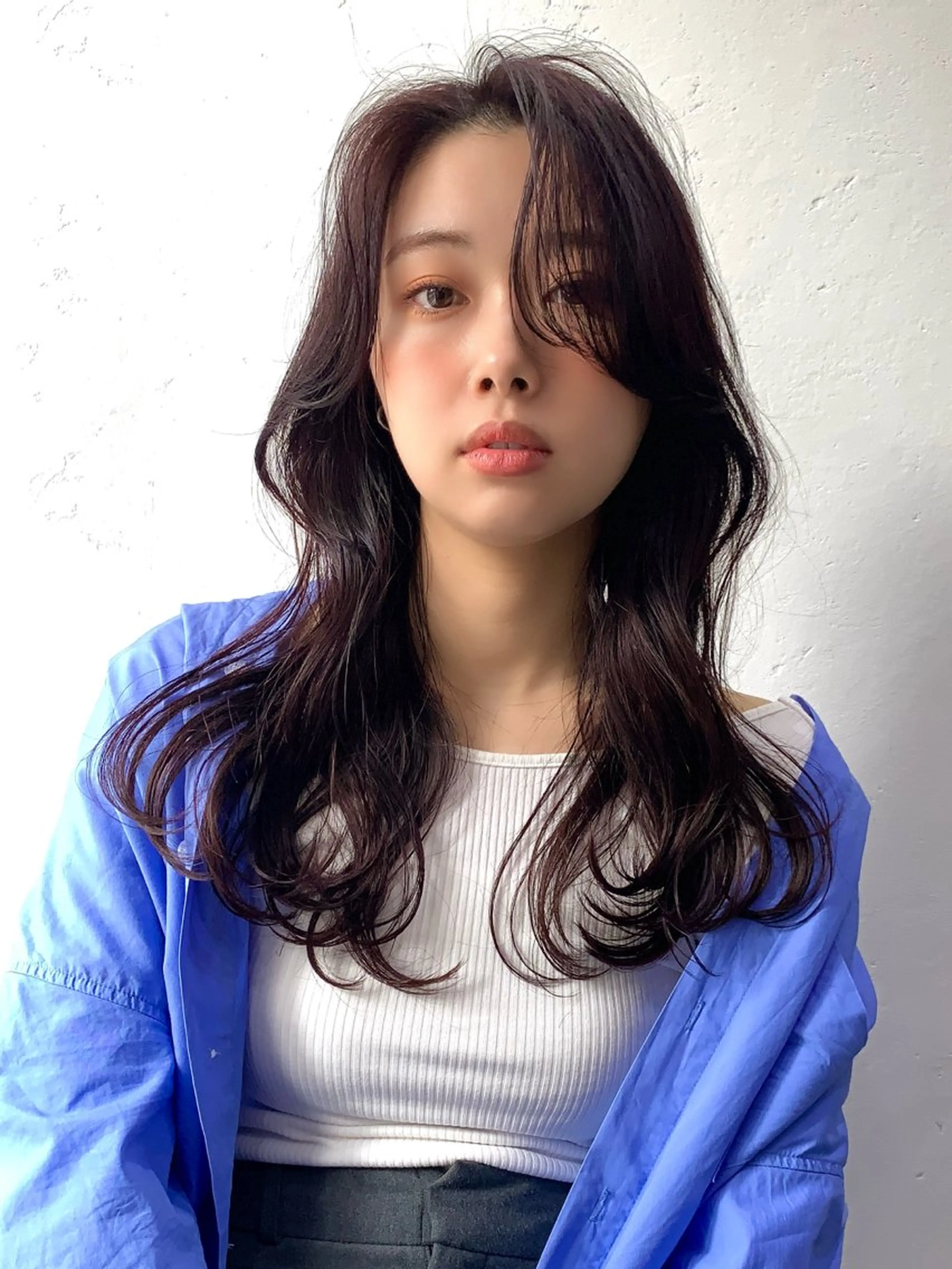 セミロング カラー ✨コテ巻き風パーマ ✨川合佑哉のヘアスタイル
