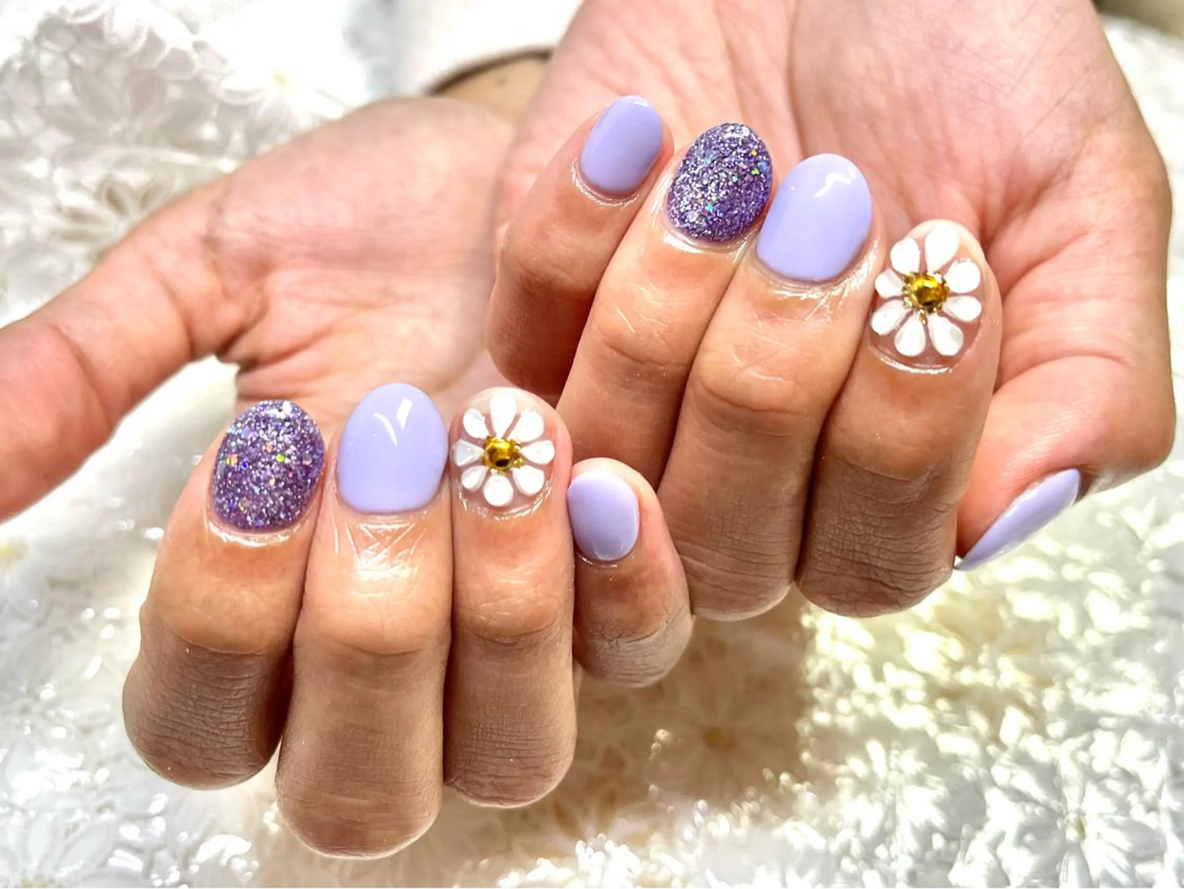 ネイル フラワーネイル ジェルネイル 韓国ネイル ラメ(グリッター) パラジェル ハンドネイル nails' it...のネイルデザイン