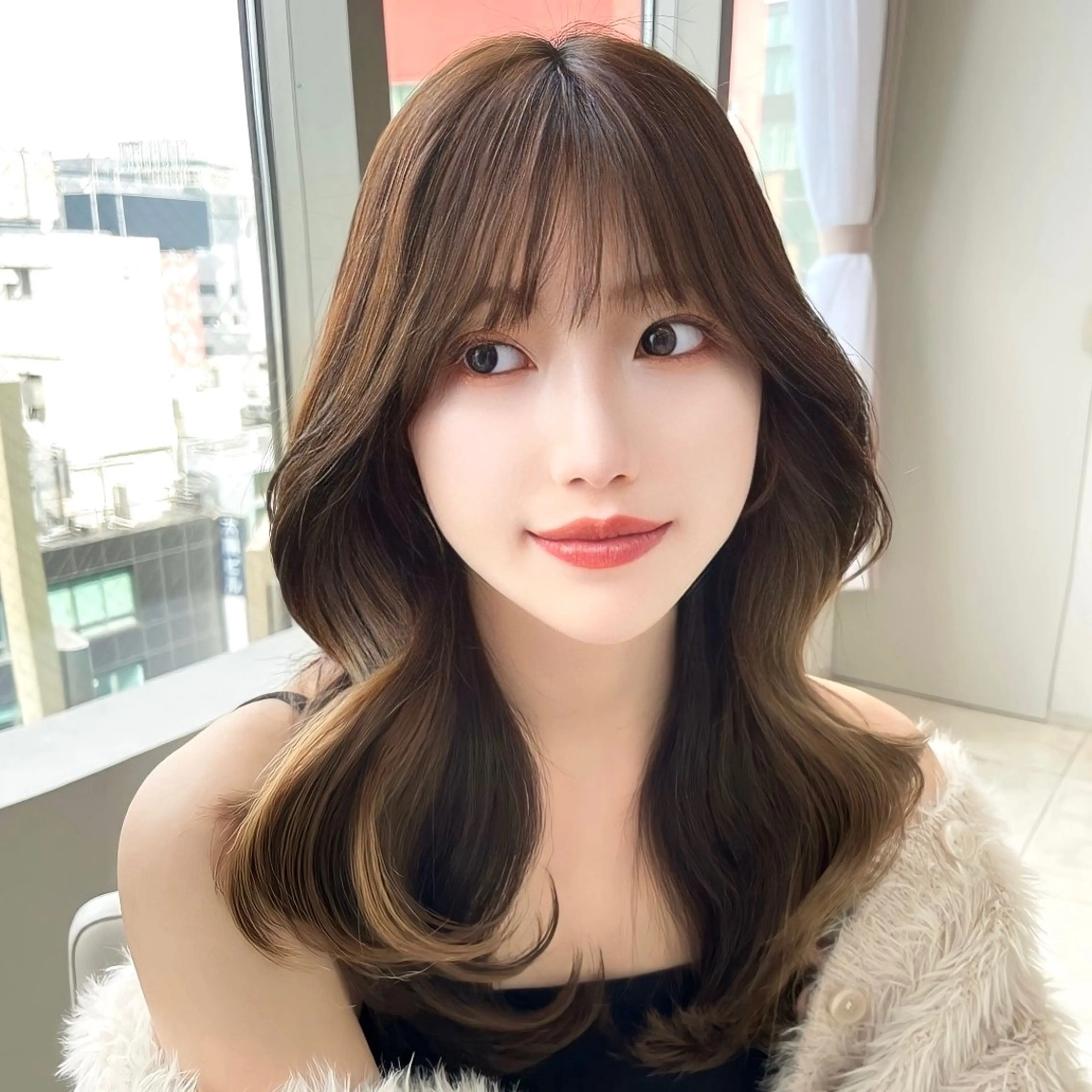 ミディアム カラー ベージュカラー くびれヘア 韓国風ヘア レイヤーカット シースルーバング 🇰🇷韓国風くびれ ヘア🇰🇷中村優大のヘアスタイル