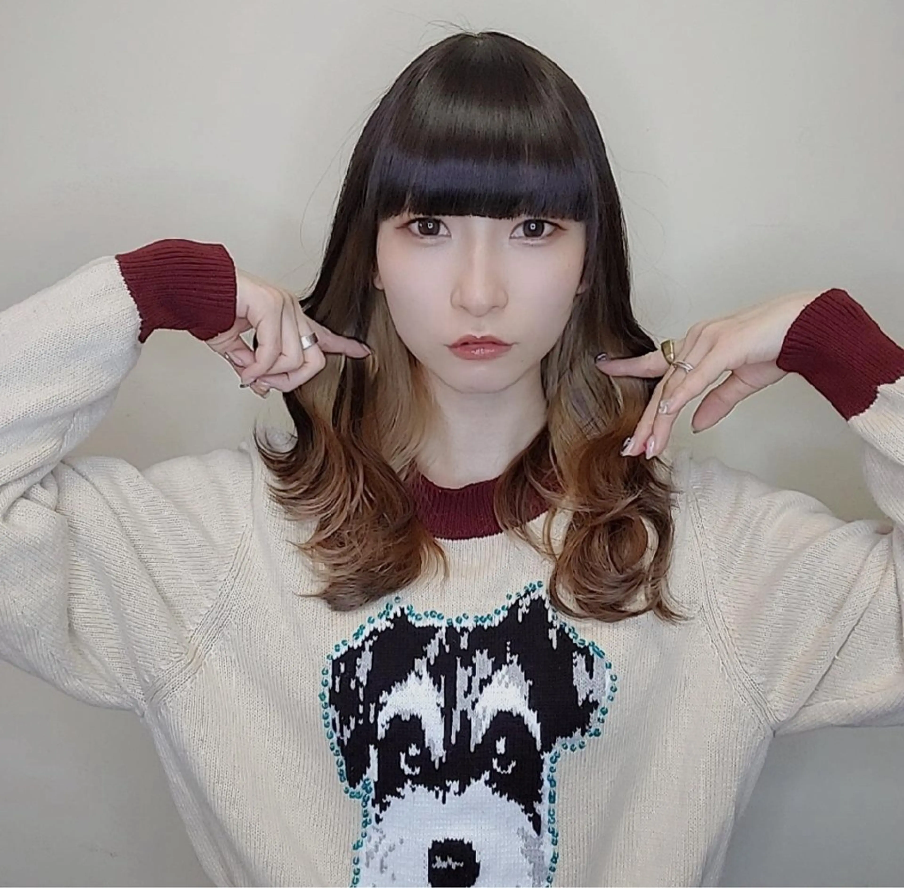 ミディアム 縮毛矯正 カット 縮毛矯正 羽エクステ/ブリーチ 🎱KENJI🎱のヘアスタイル