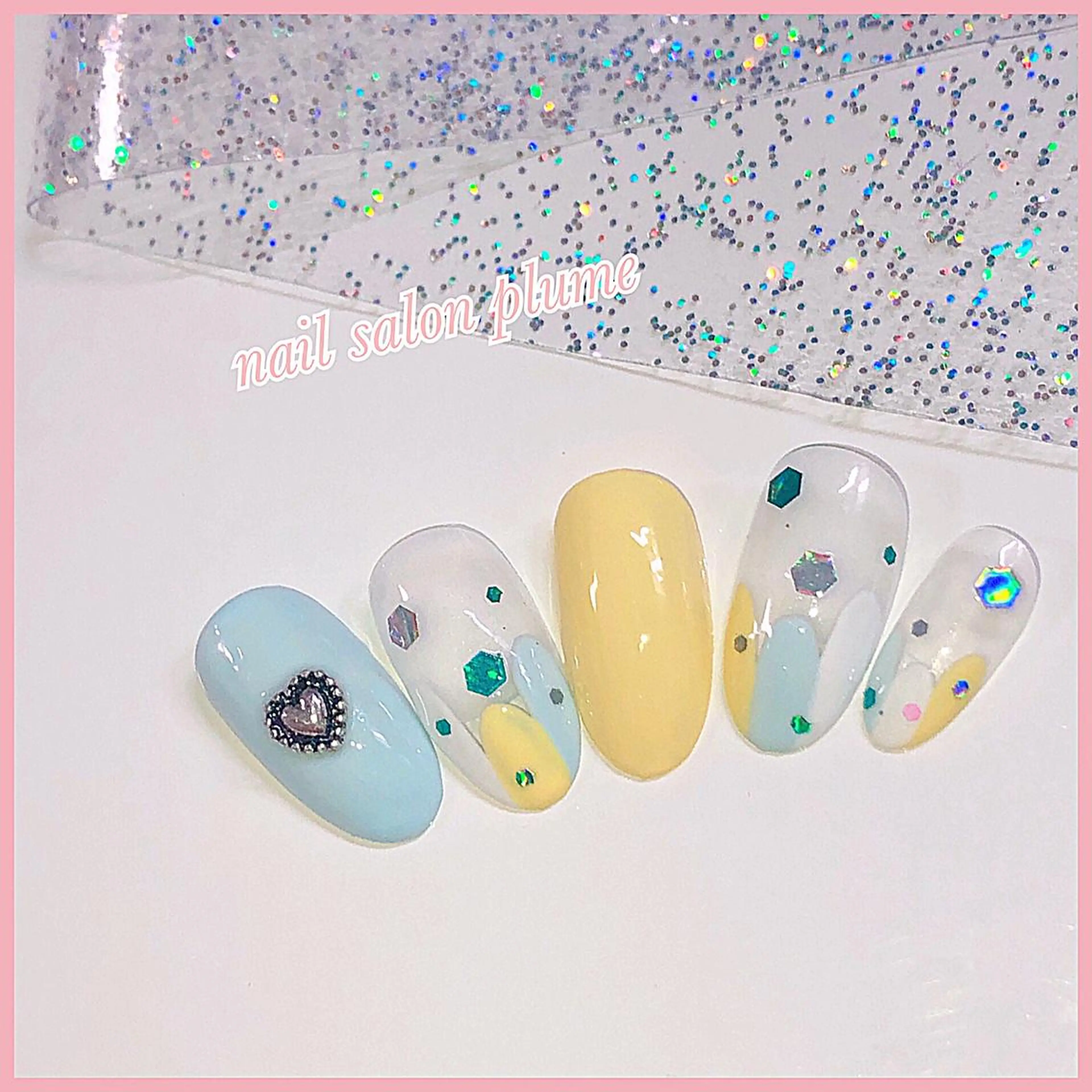 ネイル アートネイル ハート キラキラネイル 韓国ネイル ワンカラーネイル plume nail ☆韓国ネイルのネイルデザイン