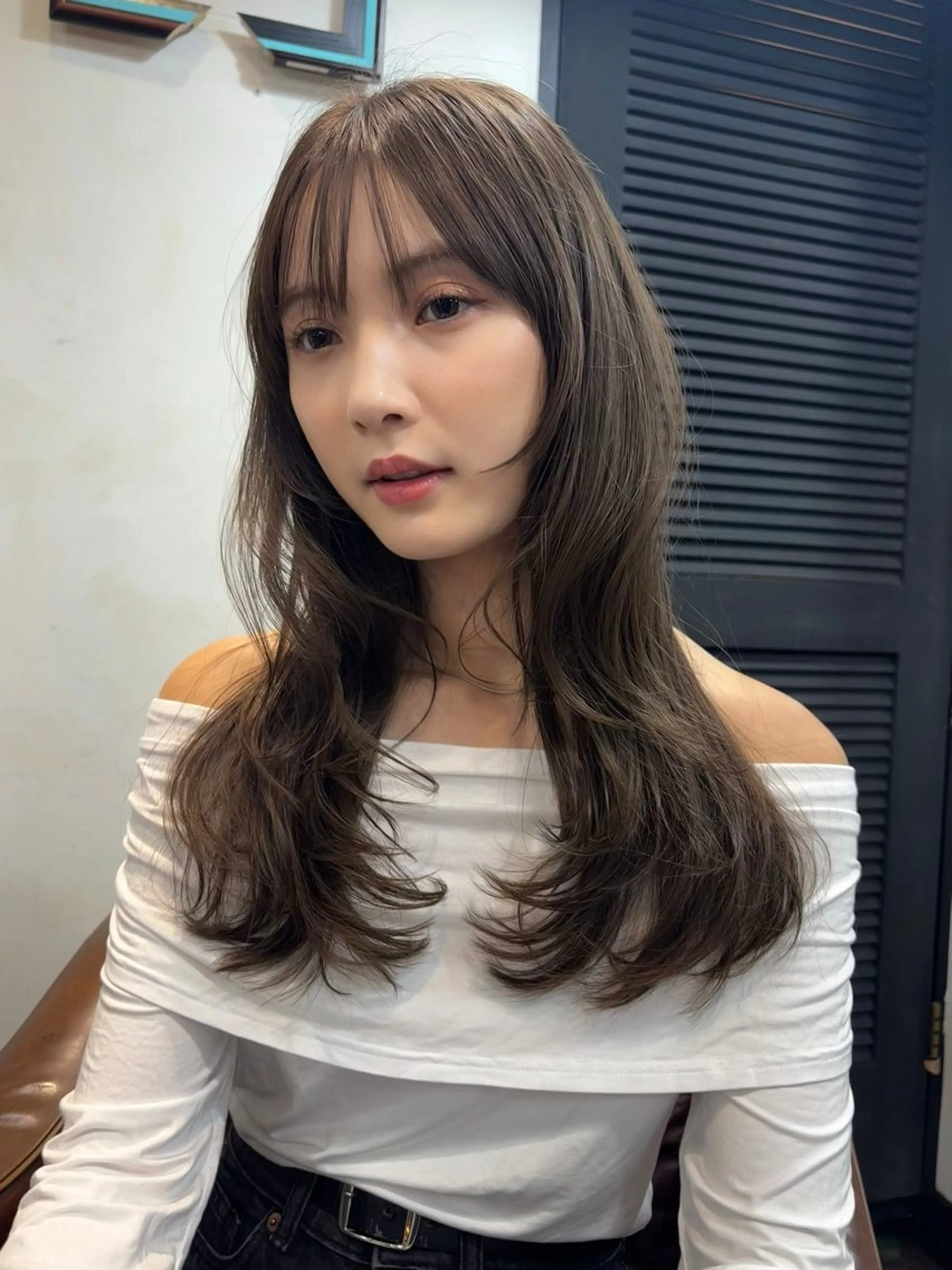 セミロング カラー パーマ ヘアカラー トリートメント レイヤー/透明感/ ブリーチなし/わかなのヘアスタイル