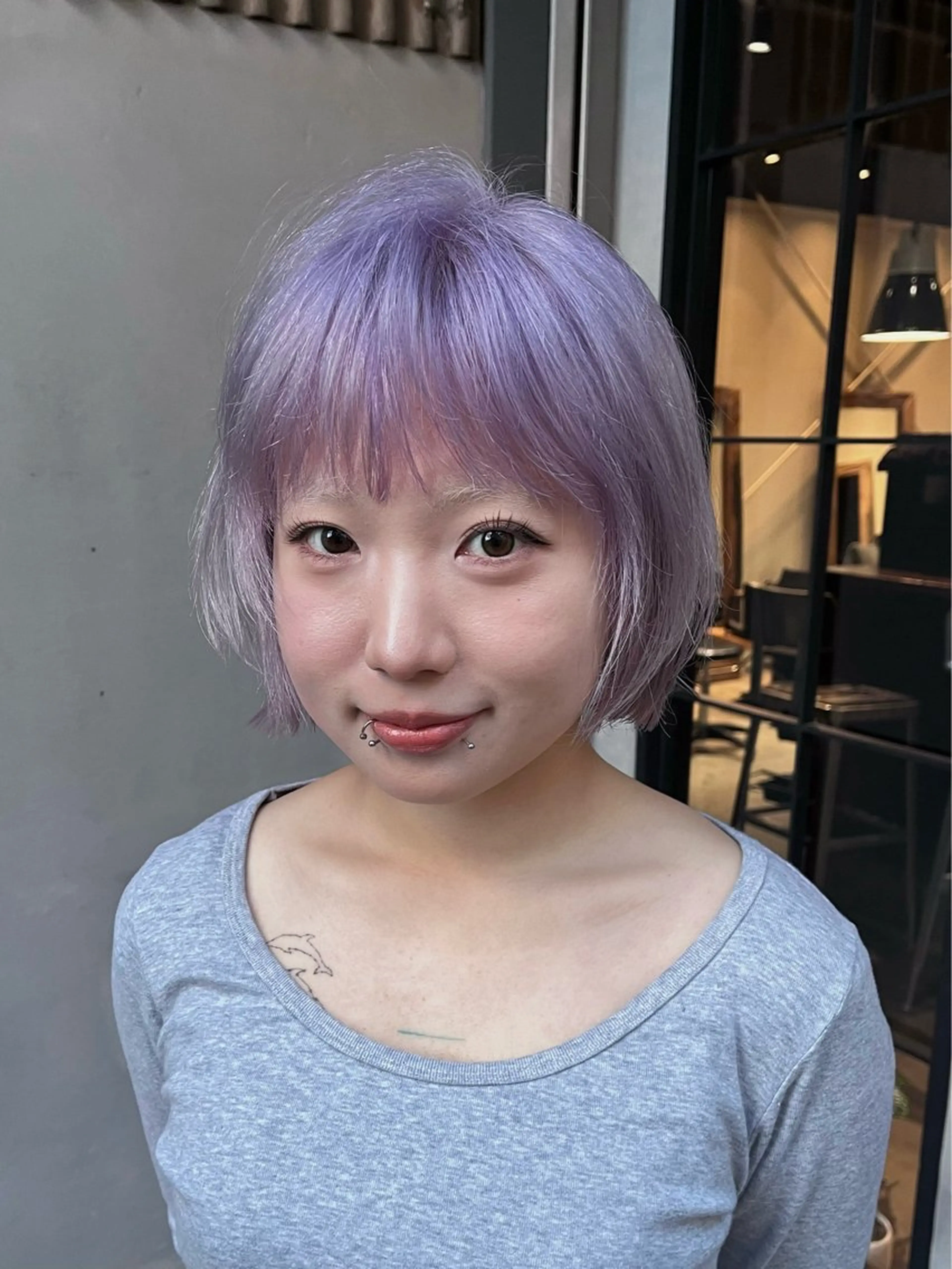 ミディアム パープルカラー anri/野田/ ボブカットのヘアスタイル