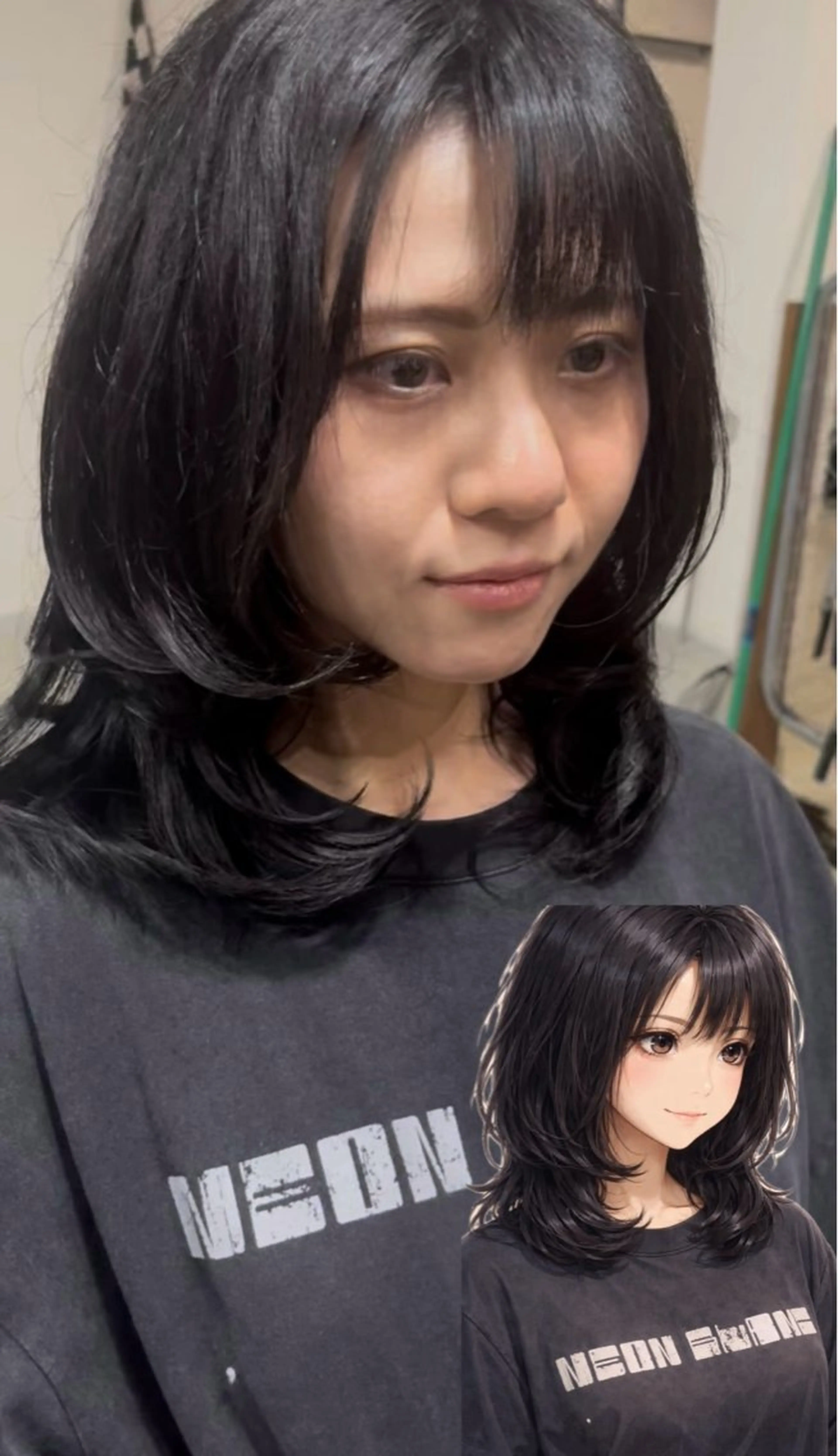 ミディアム レイヤーカット カット メンズパーマ& ハイトーン特化谷村のヘアスタイル