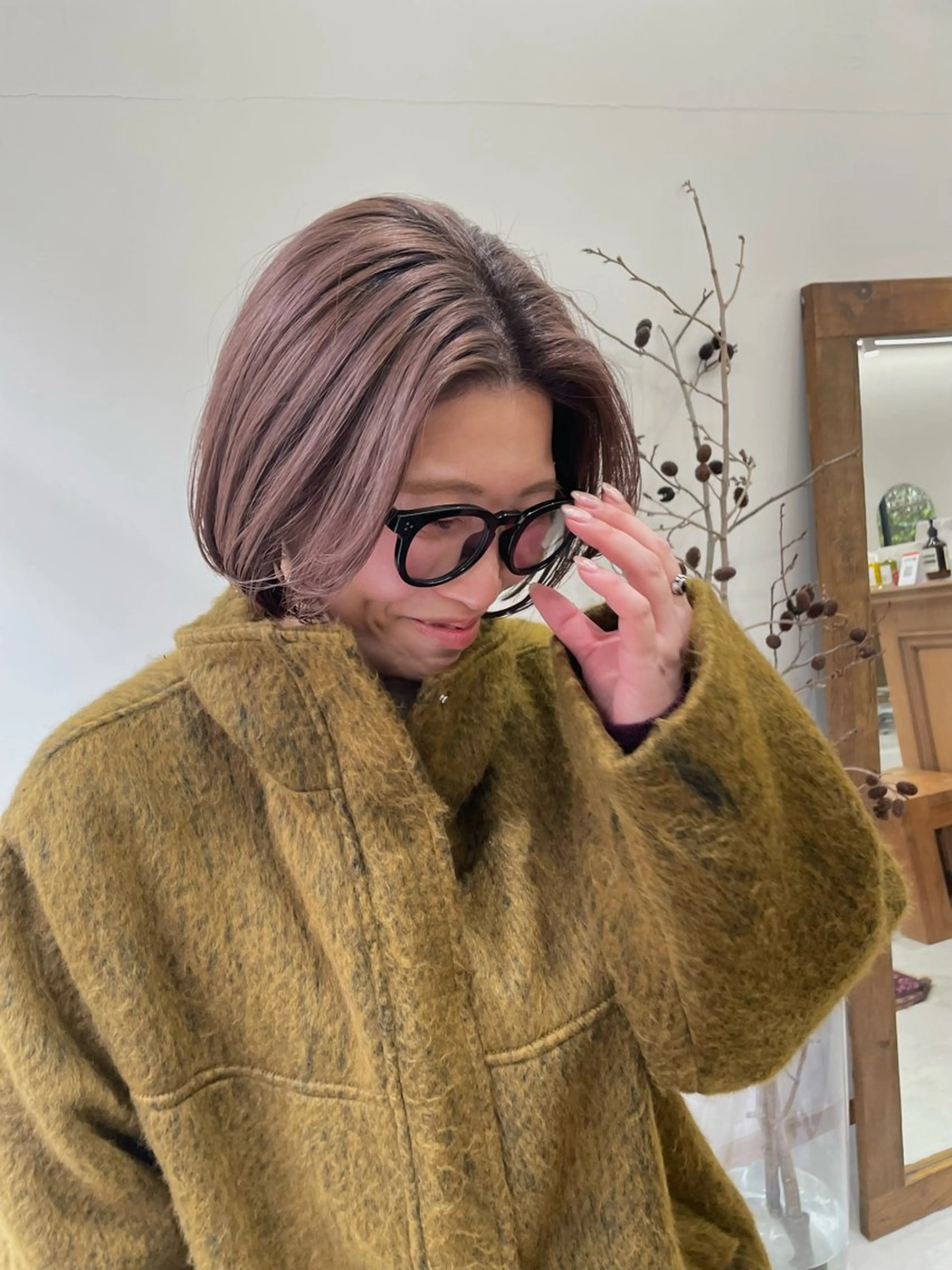 ミディアム カラー パーマ ヘアアレンジ メンズ ピンクカラー カット ヘアカラー トリートメント tatsumi/ボブ ウルフ/レイヤーのヘアスタイル