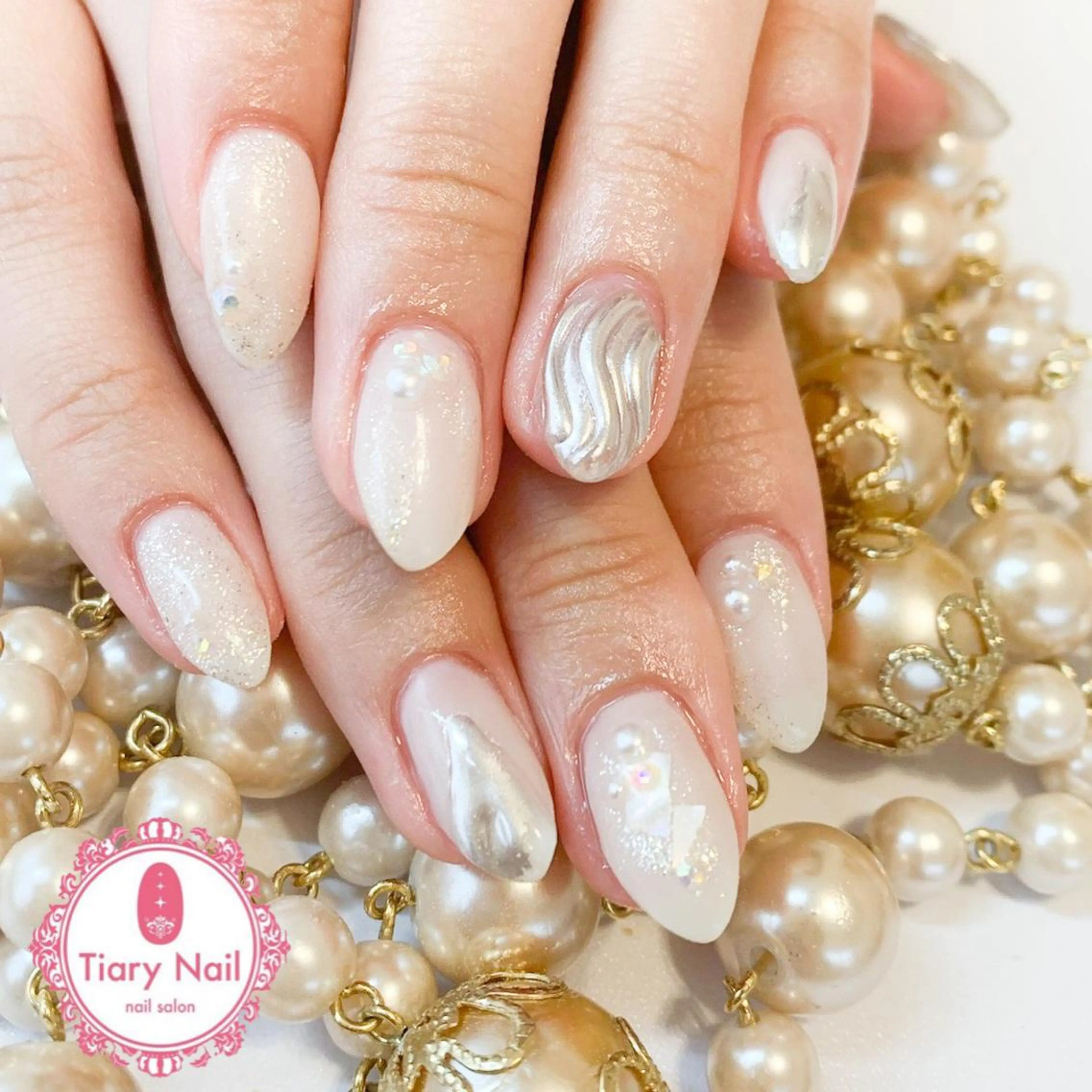 ネイル 桜ネイル クリアネイル フットネイル ジェルネイル キラキラネイル 💗🪽Tiary Nail🪽💗のネイルデザイン