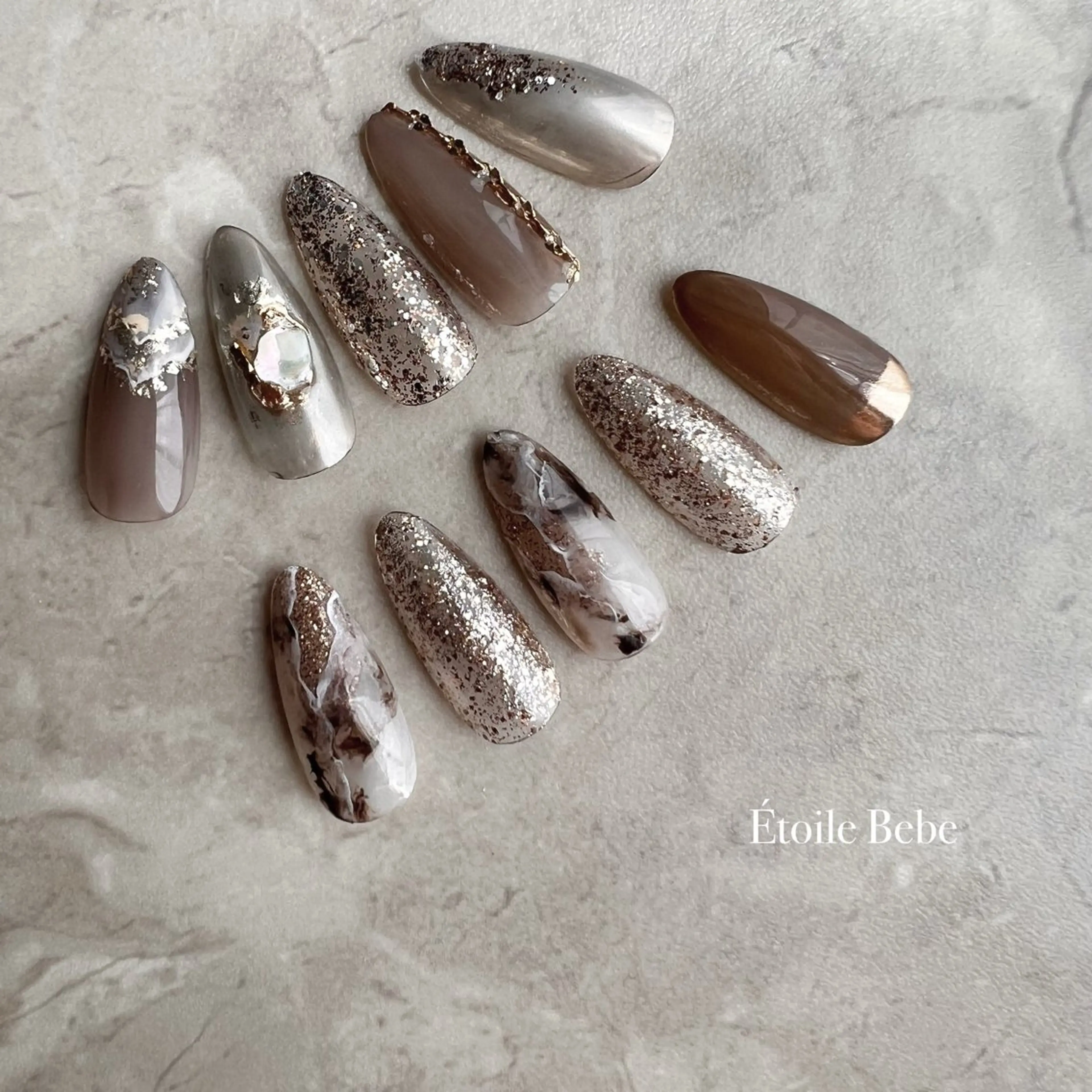 ネイル ボルドー ブラウン 大理石ネイル(マーブル) ニュアンスネイル Étoile Bebeのエステ・リラクイメージ