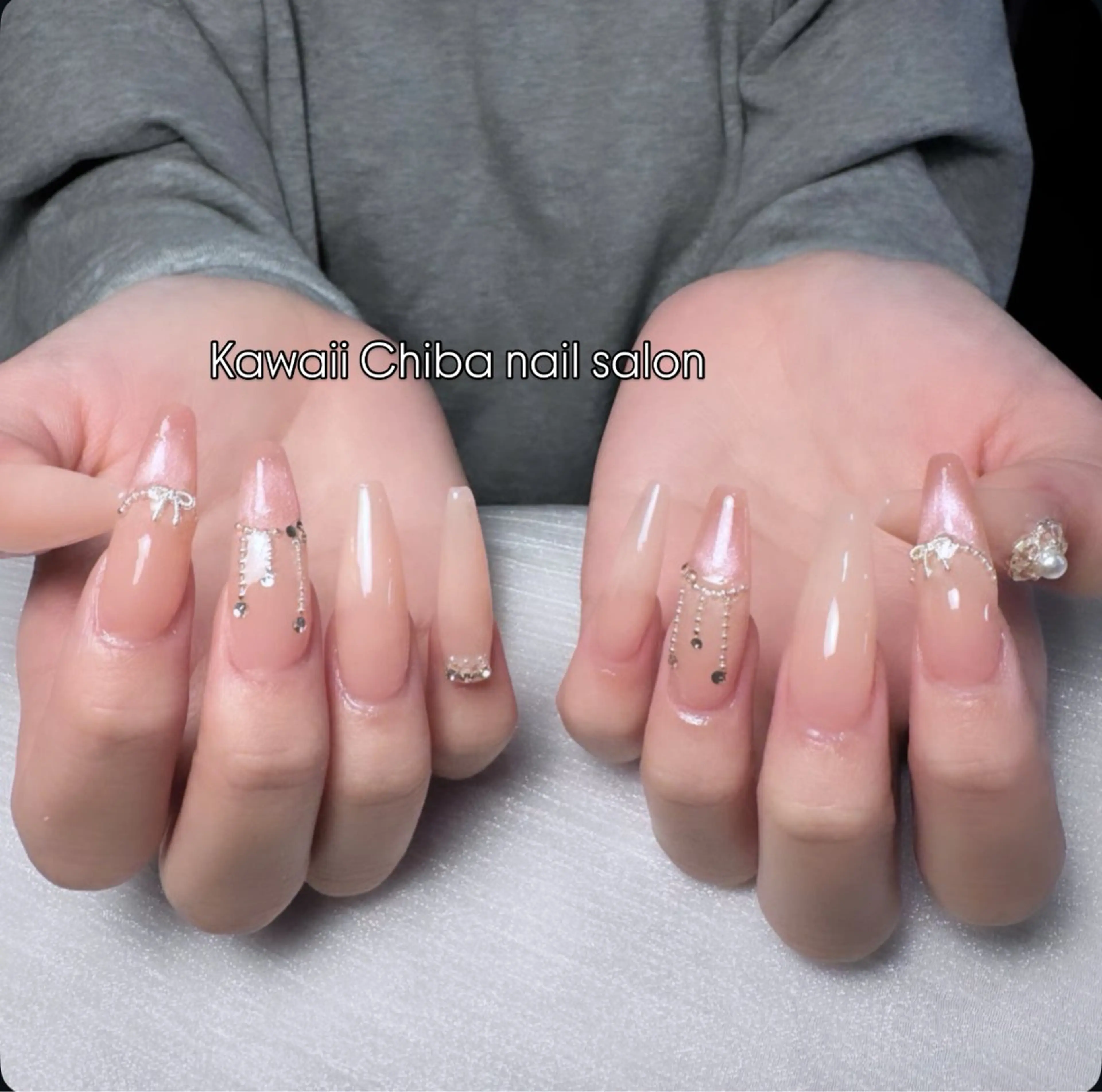 ネイル チークネイル 桜ネイル 長さ出し フラワーネイル フレンチネイル ハンドネイル ハンドケア Kawaii Chiba nailのネイルデザイン