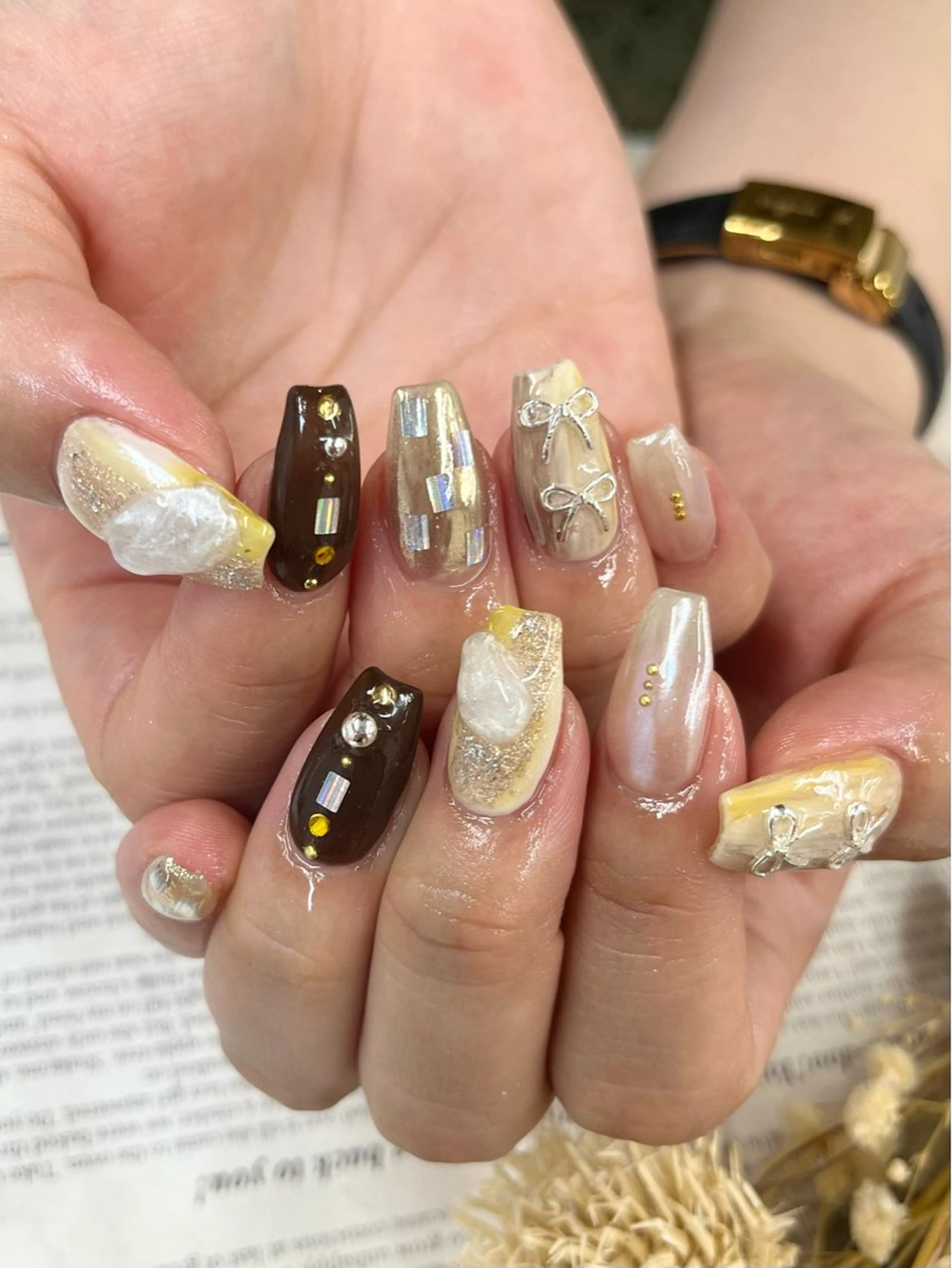 ネイル リボン ハンドネイル Basic町田本店 Suzunaのネイルデザイン