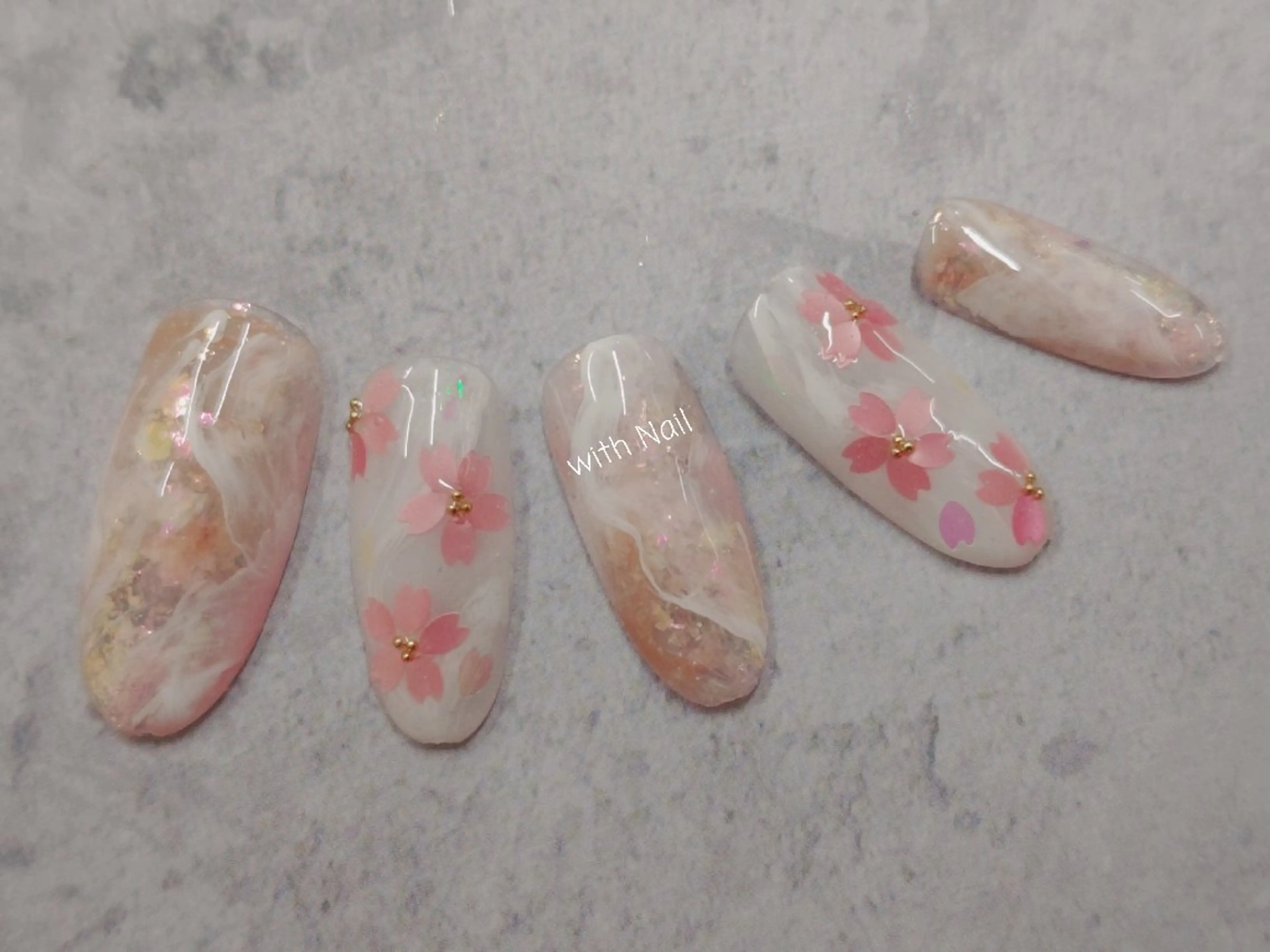 ネイル 桜ネイル ハンドネイル with Nail   ナガヤのネイルデザイン