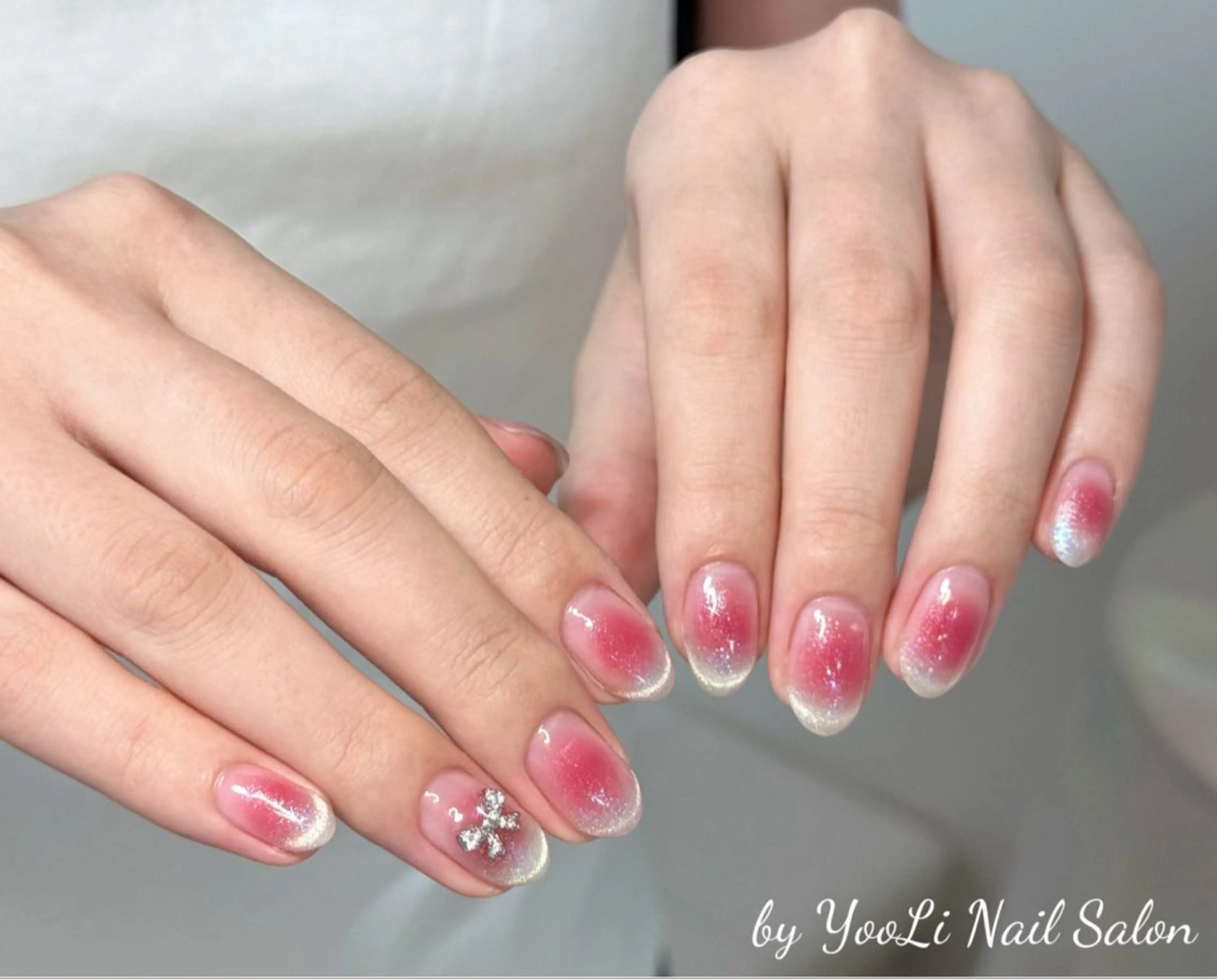 ネイル アートネイル オーロラネイル チークネイル フレンチネイル ガラスフレンチ 🎀🎀YooLi Nail Salonのネイルデザイン