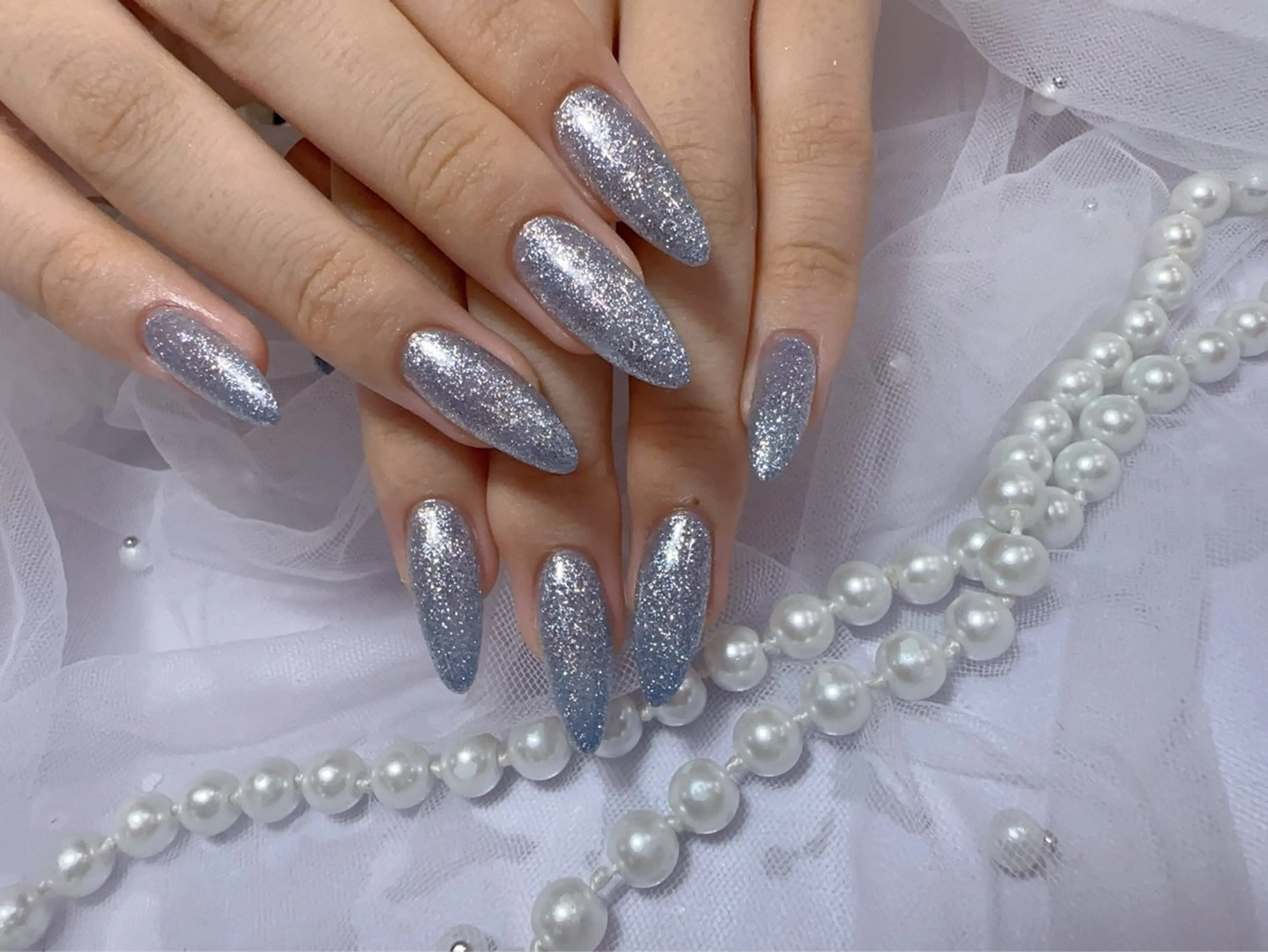 ネイル アートネイル フラッシュネイル フレンチネイル ジェルネイル ガラスフレンチ ハンドネイル You&Me Miyuのネイルデザイン