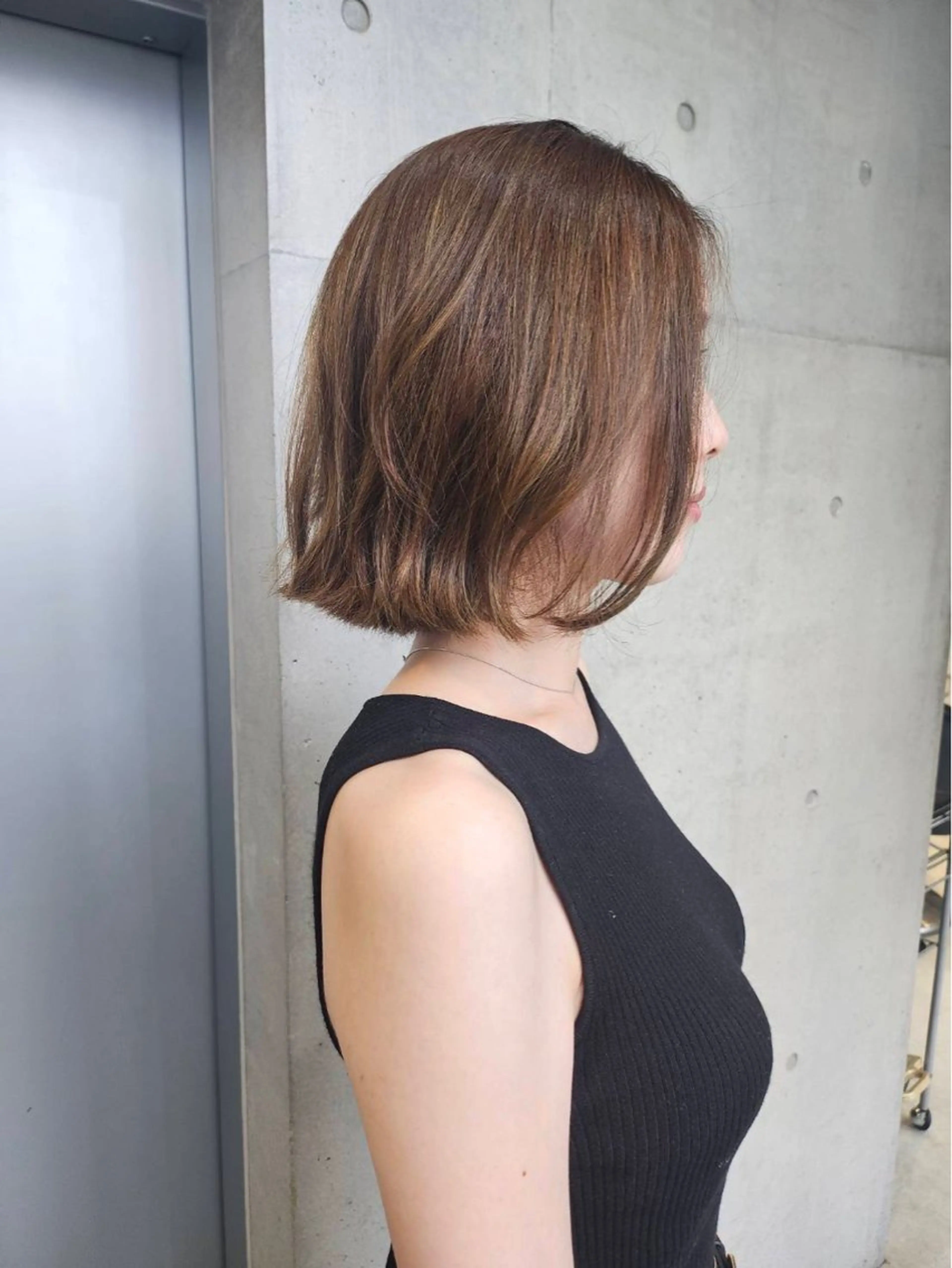 ミディアム カラー パーマ ボブレイヤー ボブ レイヤーカット 外ハネヘア カット ヘアカラー トリートメント 【銀座】艶髪/上品な カラー特化/涼/駅近のヘアスタイル