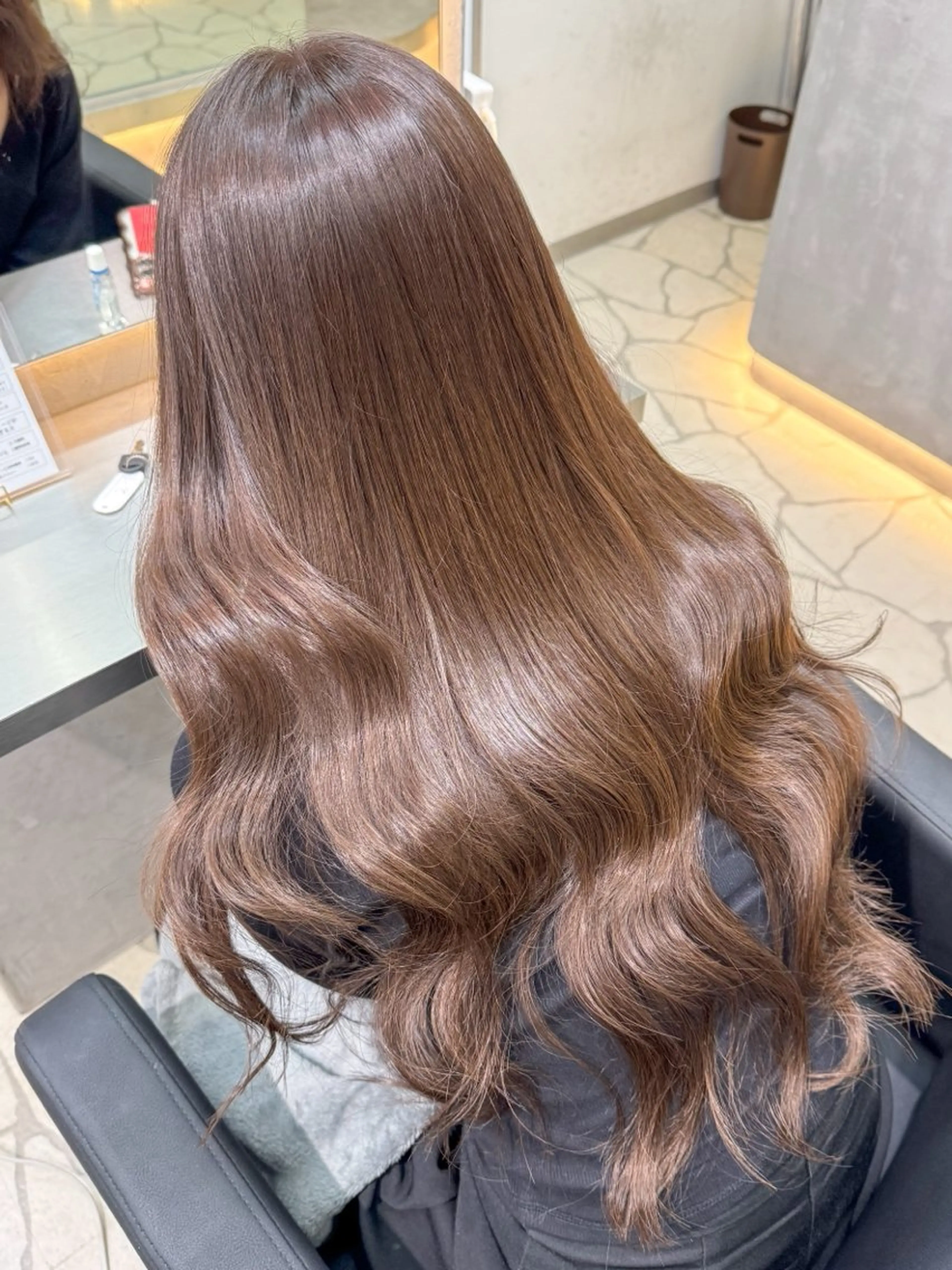 ロング カラー ブリーチ ブラウンカラー チョコレートブラウン ブリーチなしカラー エクステ ハイトーン/エクステ /韓国ヘアKENTAのヘアスタイル