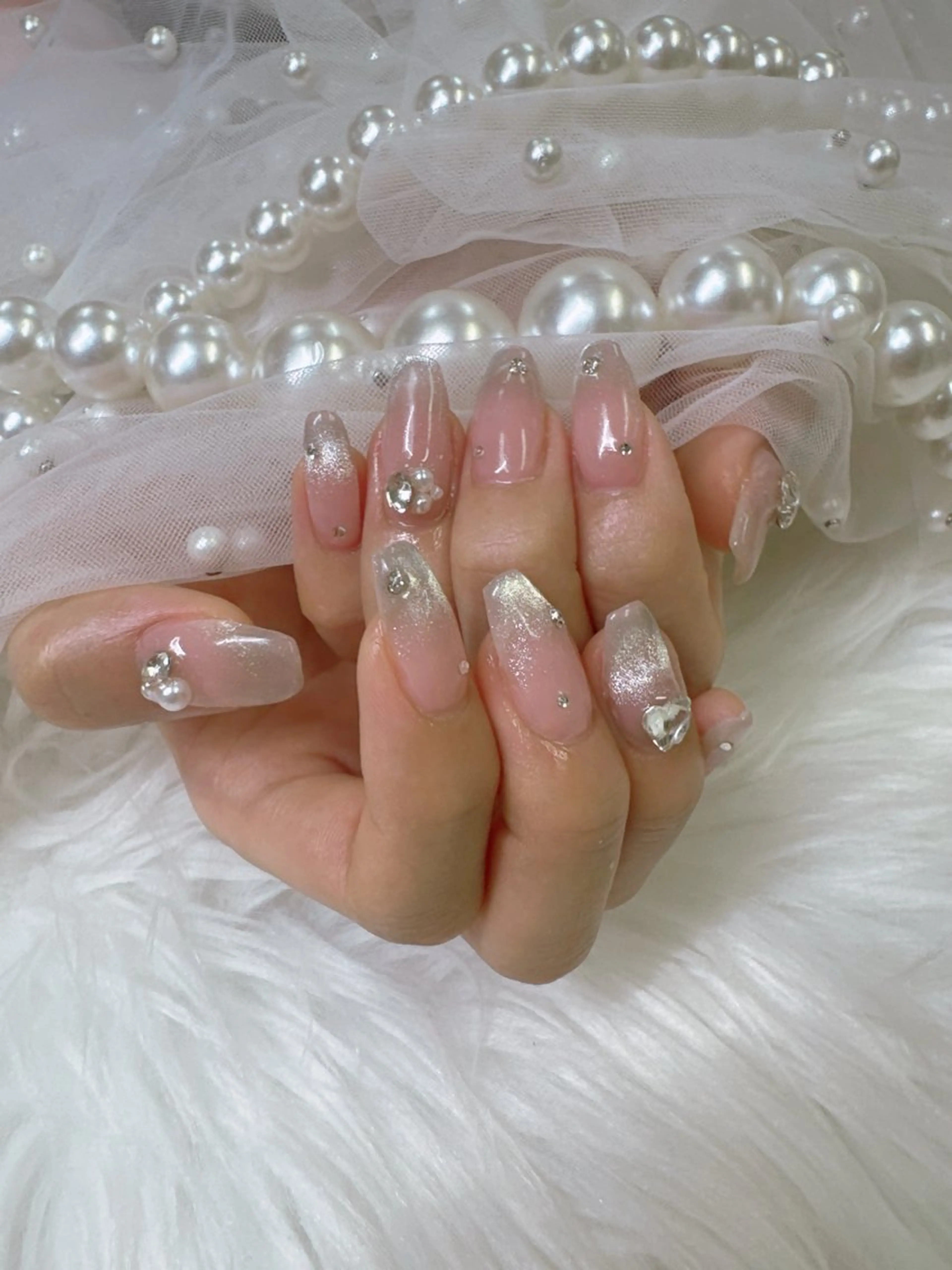 ネイル アートネイル べっ甲ネイル ボルドー チークネイル フレンチネイル Queeens nailのネイルデザイン