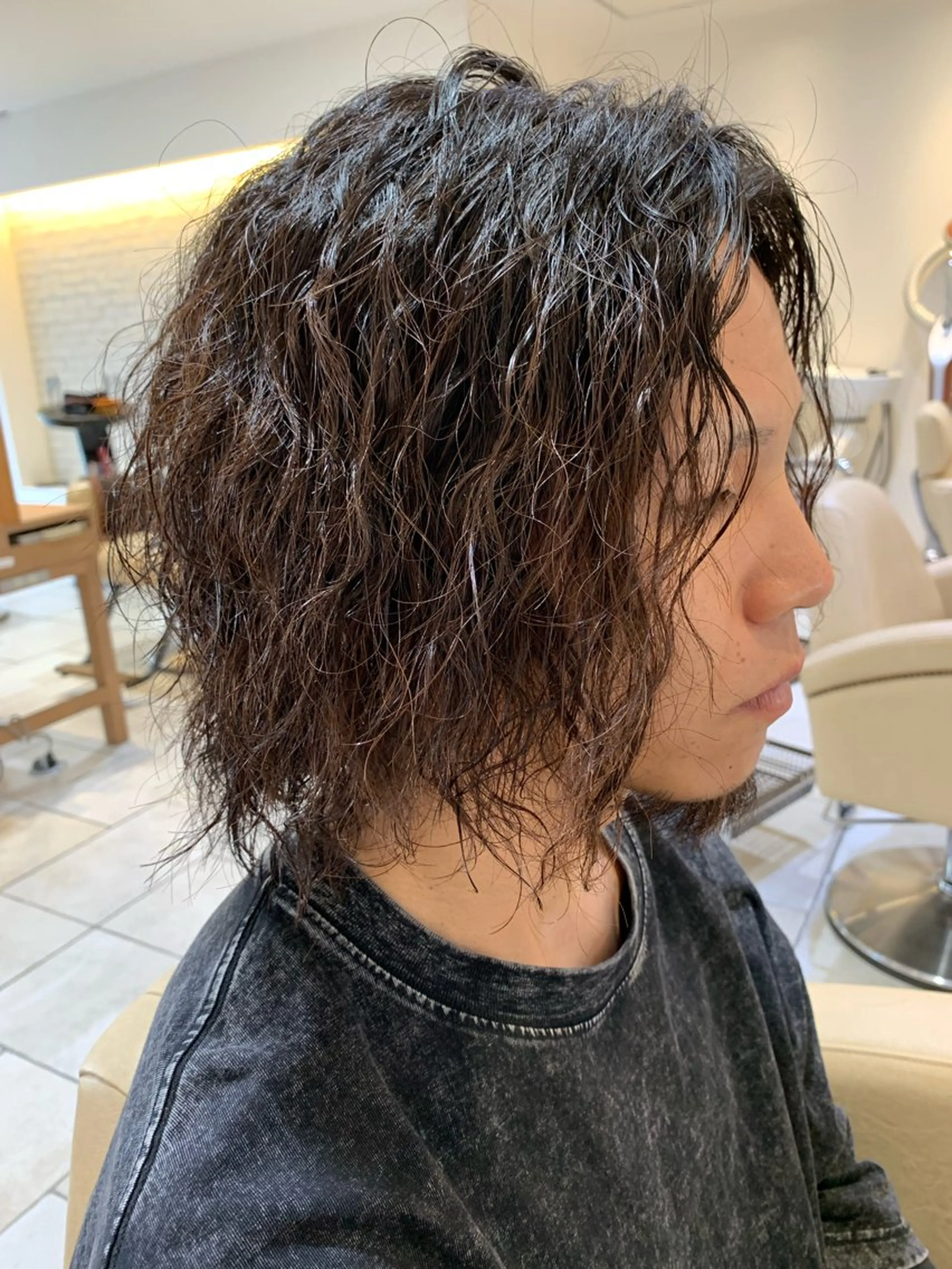 ミディアム パーマ メンズ 柏木 美優のヘアスタイル