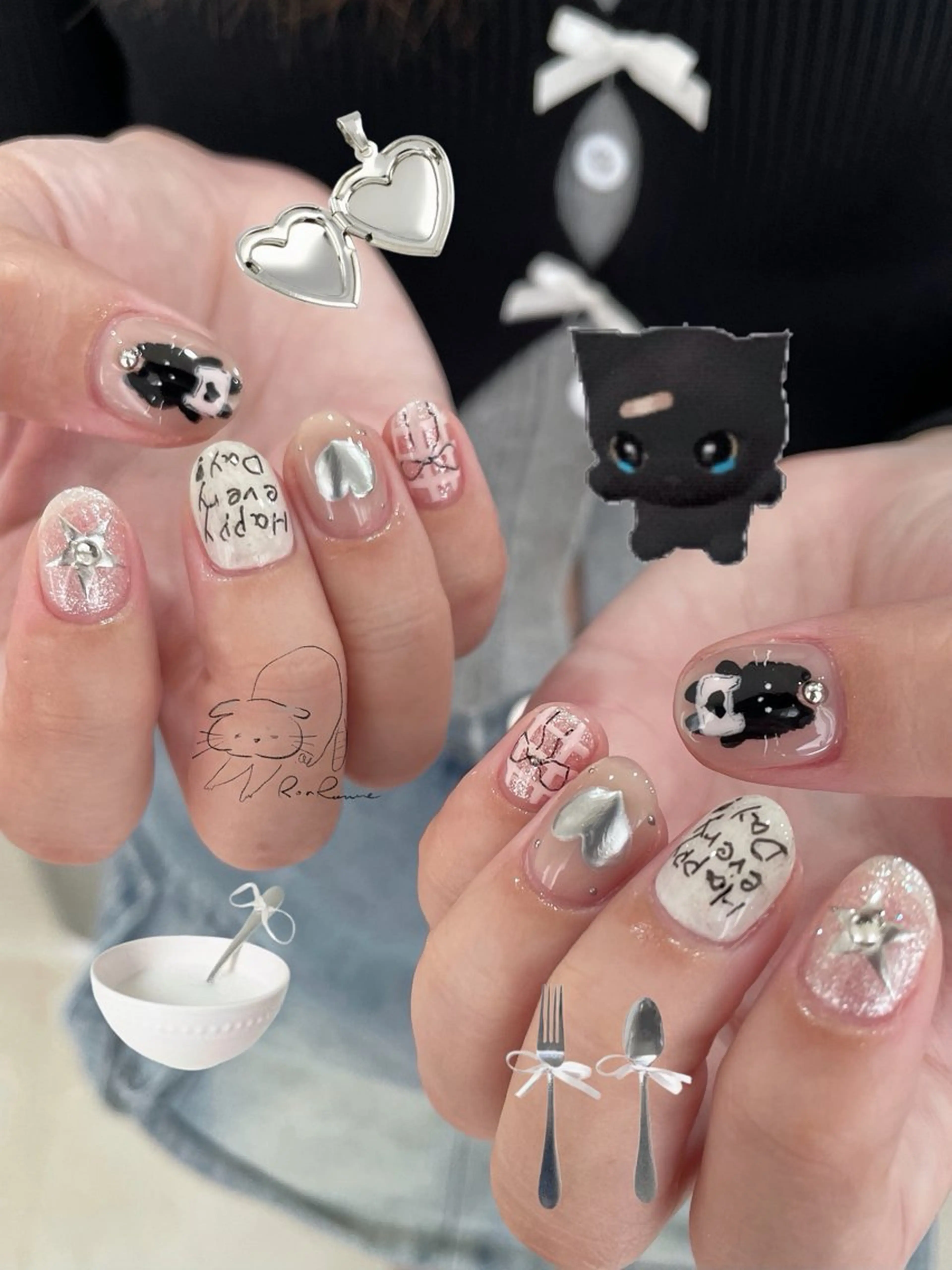 ネイル オーロラネイル 長さ出し フレンチネイル ジェルネイル ミラーネイル ハンドネイル ronronne .のネイルデザイン