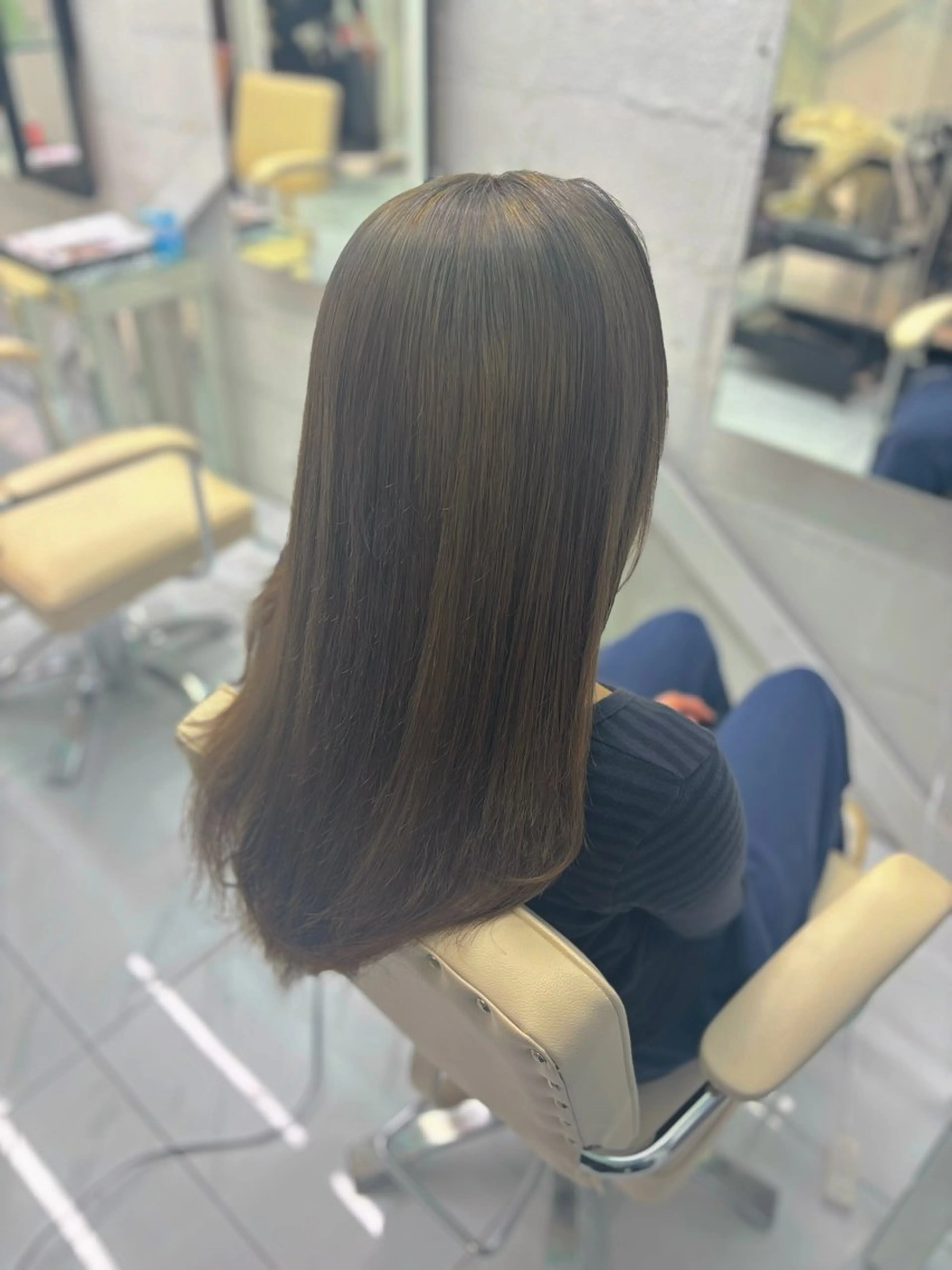 ロング カット ヘアカラー トリートメント 透明感グレージュ/ 縮毛矯正/静岡のヘアスタイル