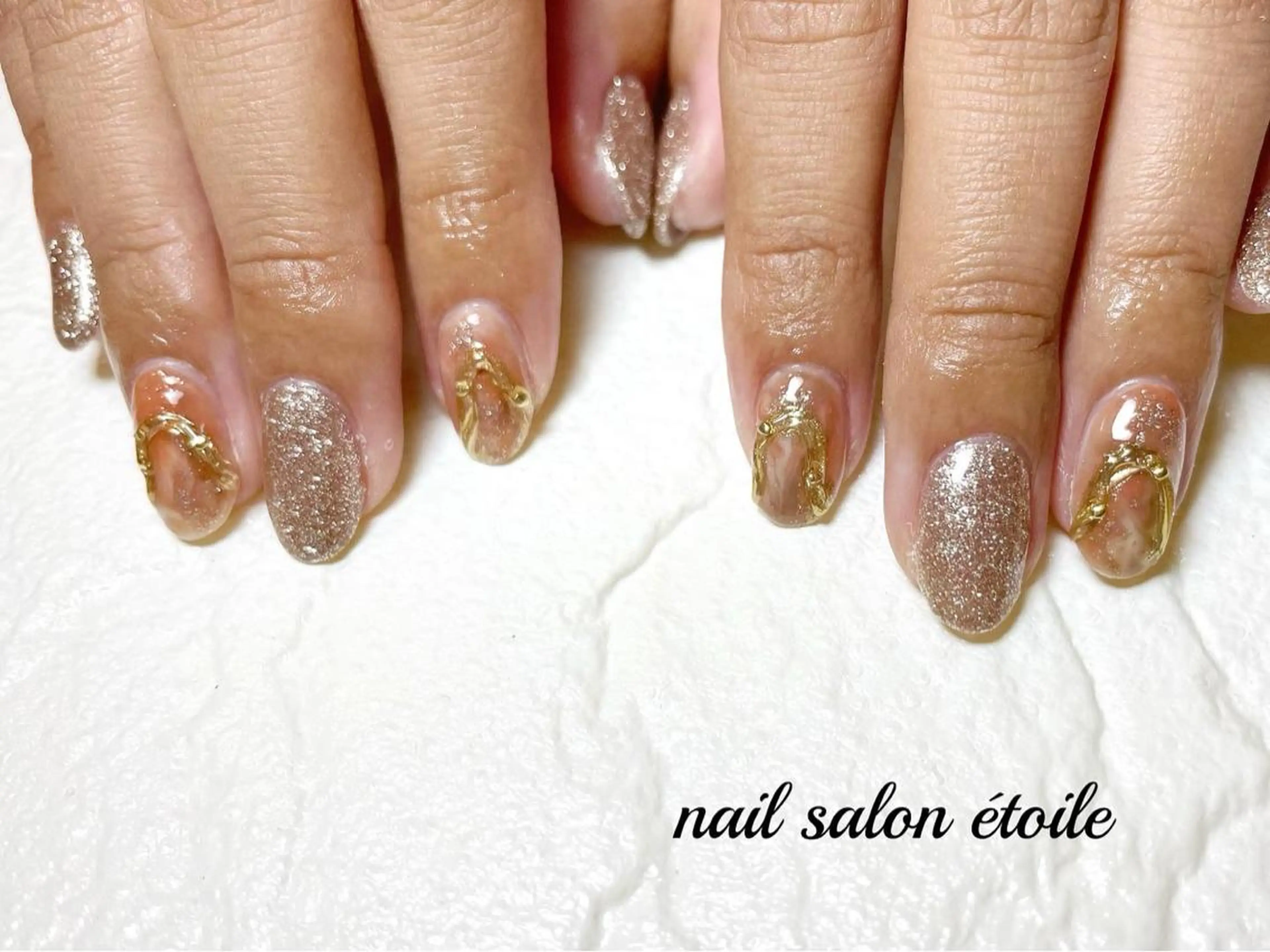 ネイル アートネイル ジェルネイル キラキラネイル ラメ(グリッター) ミラーネイル ハンドネイル nail salon étoileのネイルデザイン