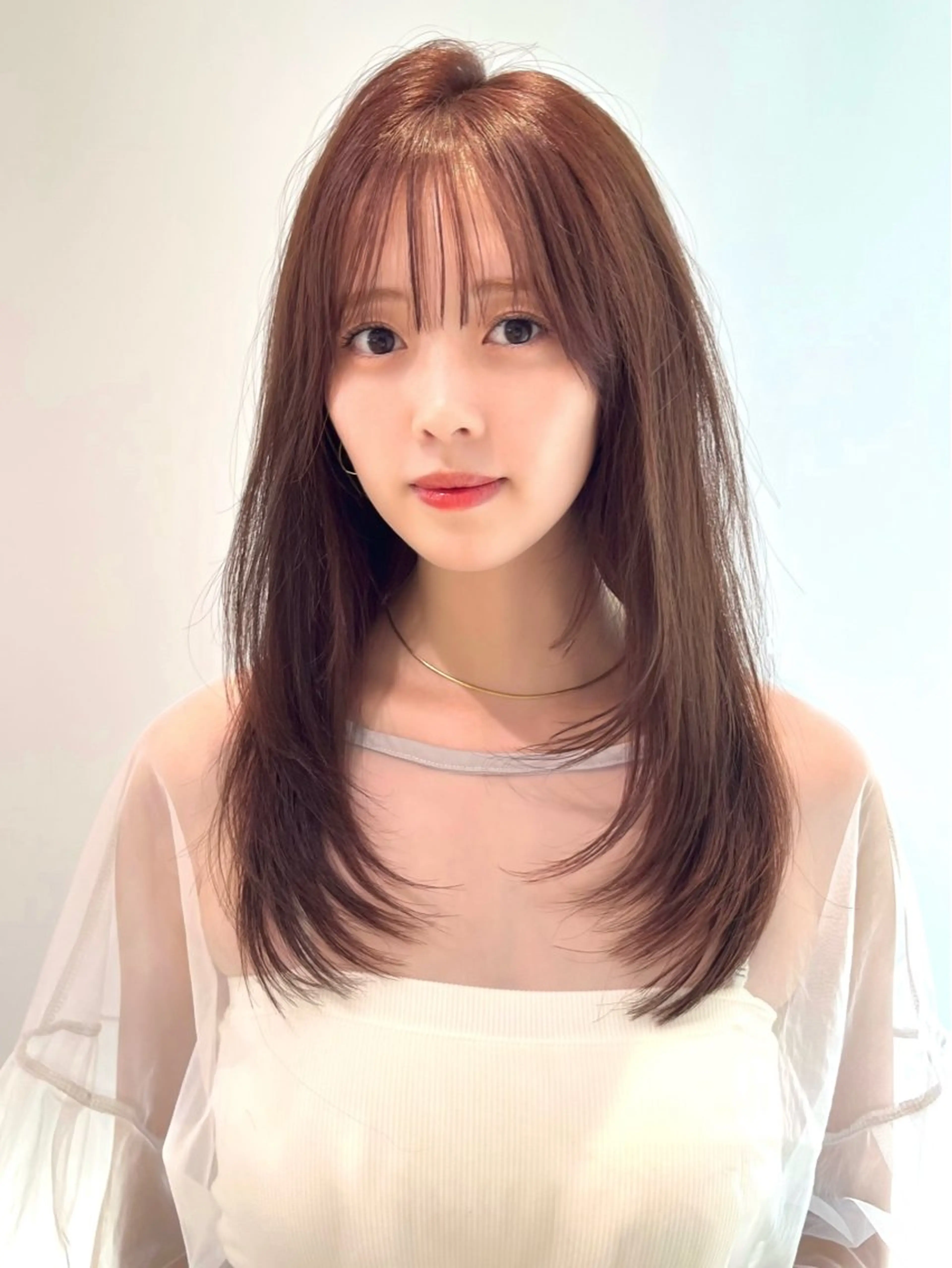 セミロング レイヤーカット カット ヘアカラー トリートメント タッセルボブ/韓国 レイヤー/髪質改善のヘアスタイル