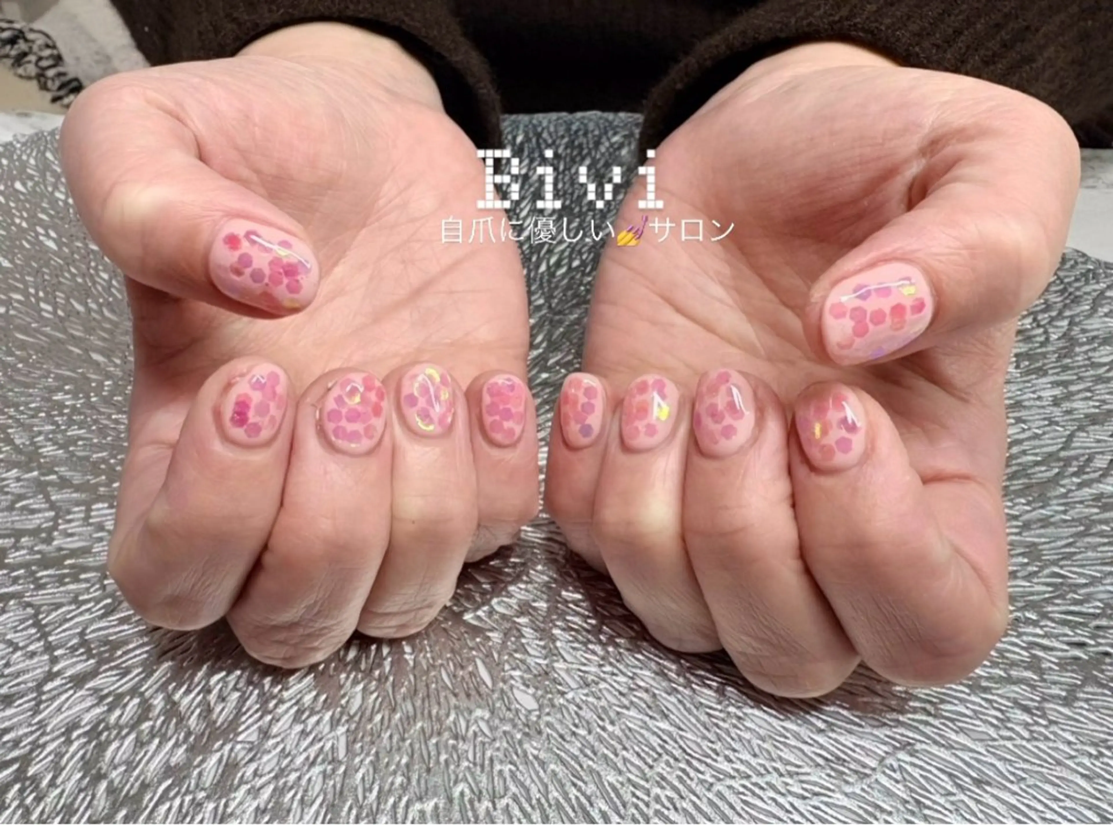 ネイル アートネイル ラメ(グリッター) 持ち込み ショートネイル ワンホンネイル ハンドネイル ハンドケア ♡Bivi♡自爪に 優しいネイルサロンのネイルデザイン