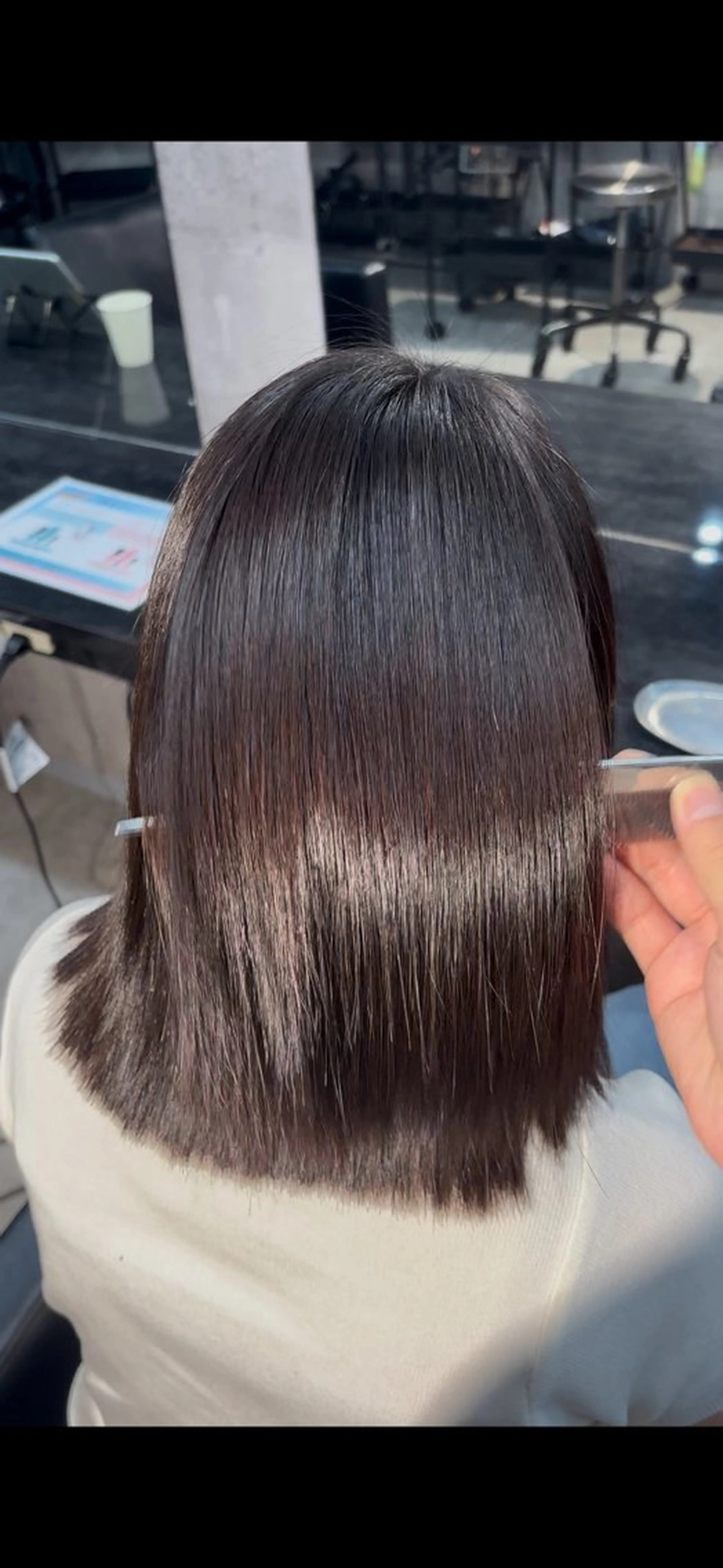 セミロング 縮毛矯正 溝渕朋也 /髪質改善ストレートのヘアスタイル