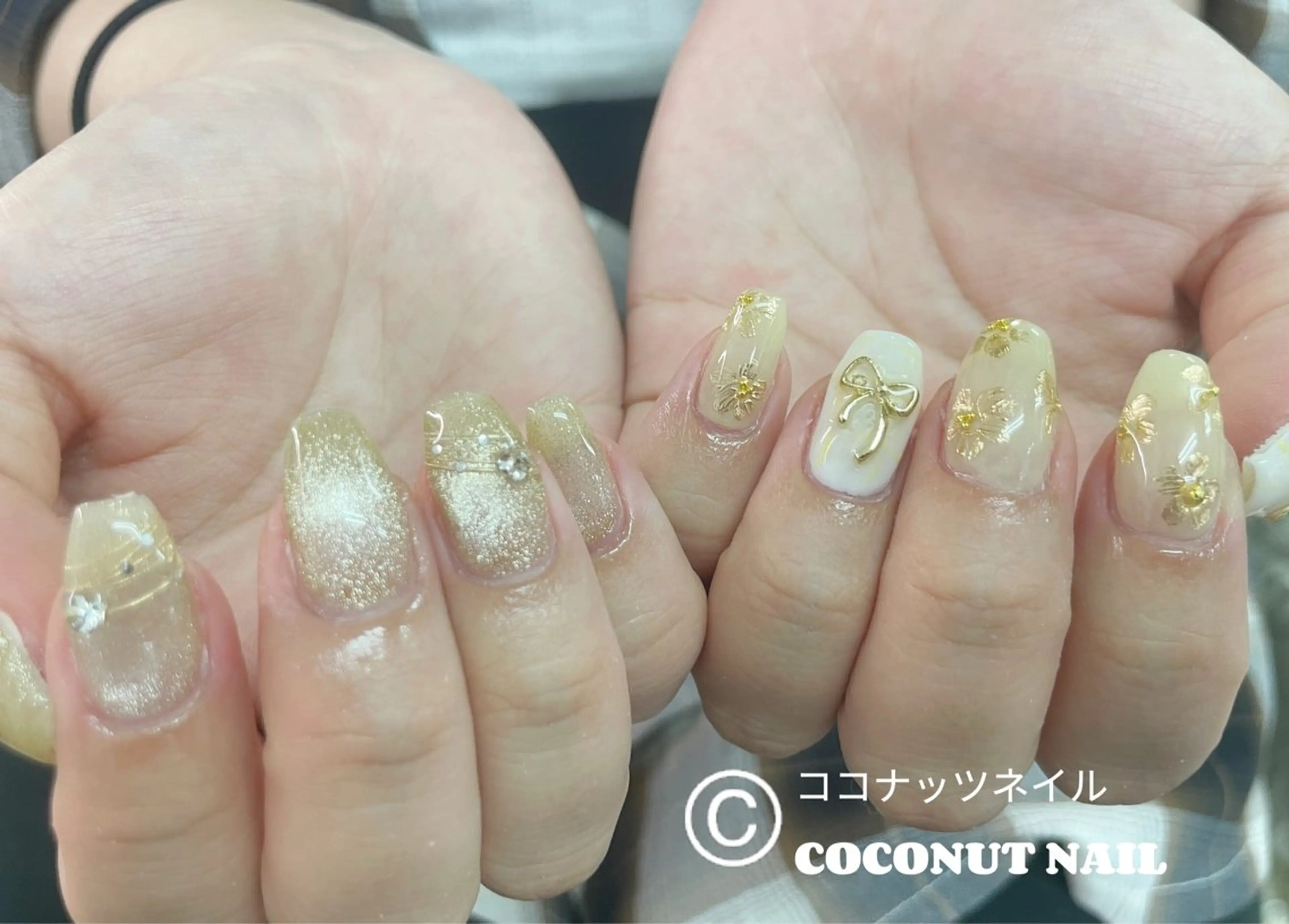 ネイル べっ甲ネイル フレンチネイル キラキラネイル マグネットネイル 大理石ネイル(マーブル) ハンドネイル 神田 ココナッツのネイルデザイン