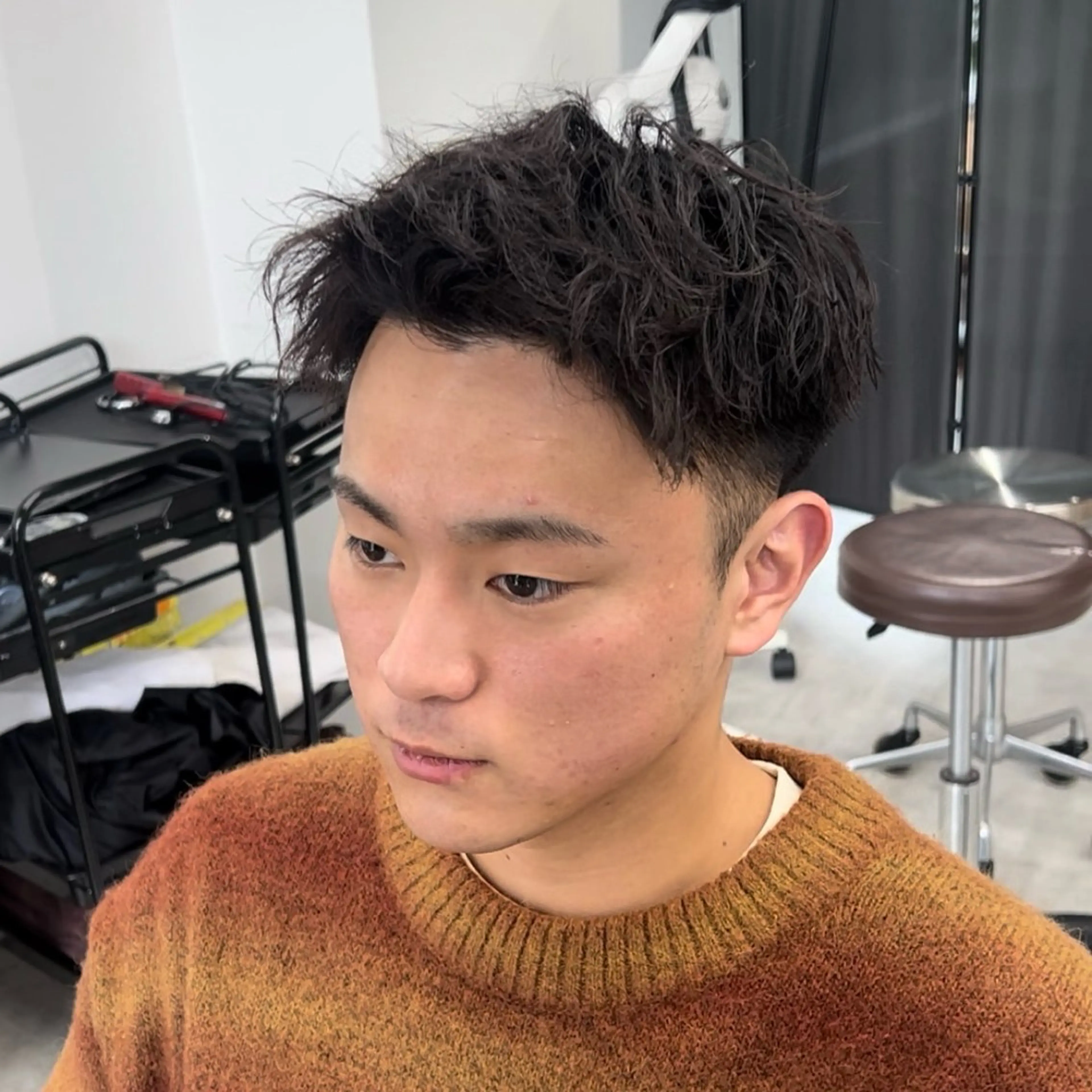 ショート パーマ メンズ ショートヘア メンズパーマ/波巻き 新潟/万代/夏芽🎀のヘアスタイル