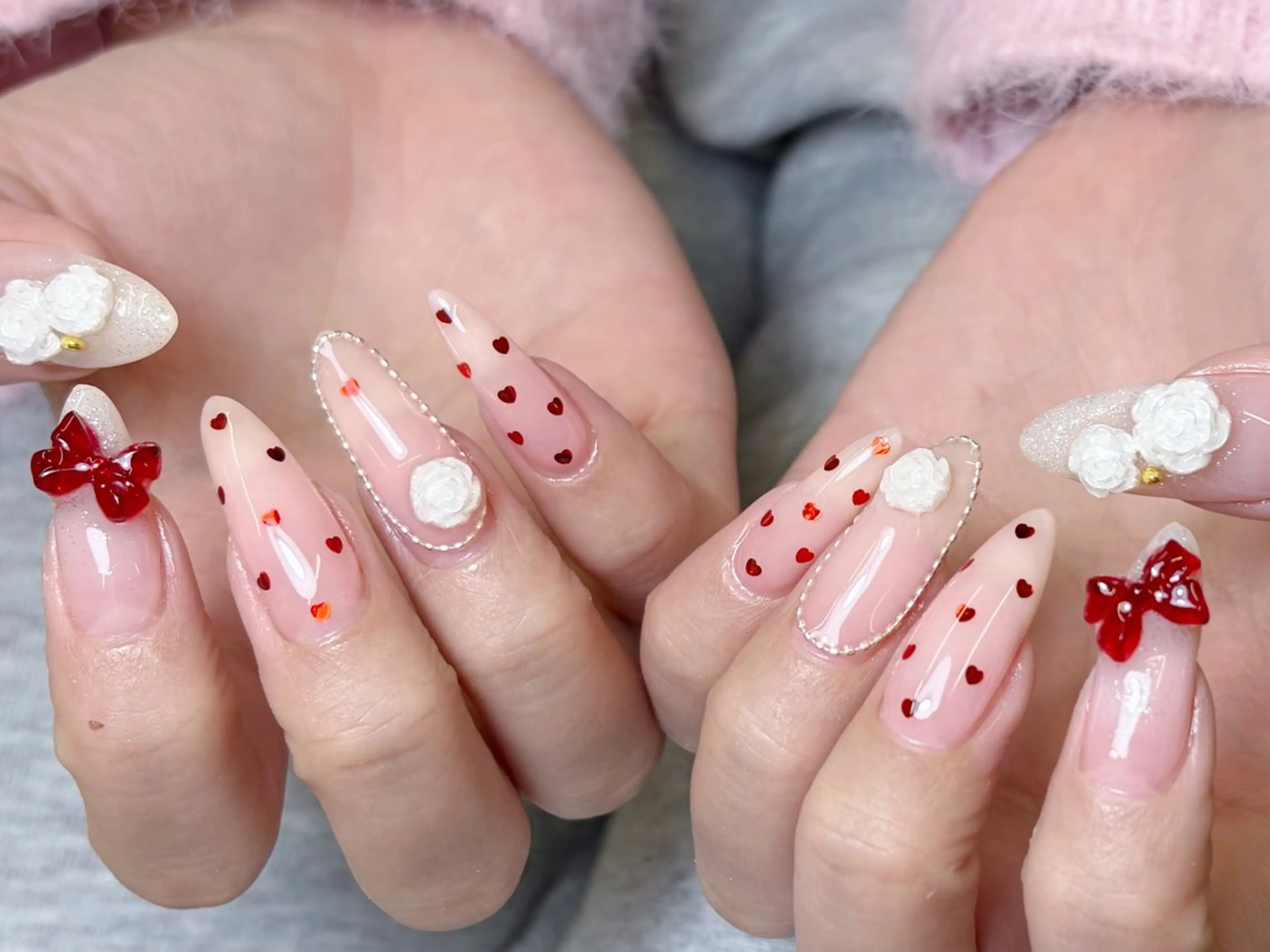 ネイル オーロラネイル チークネイル 長さ出し フットネイル フレンチネイル J&C Nail Salon吉祥寺所属・Yu  Ki ネイルのネイルデザイン