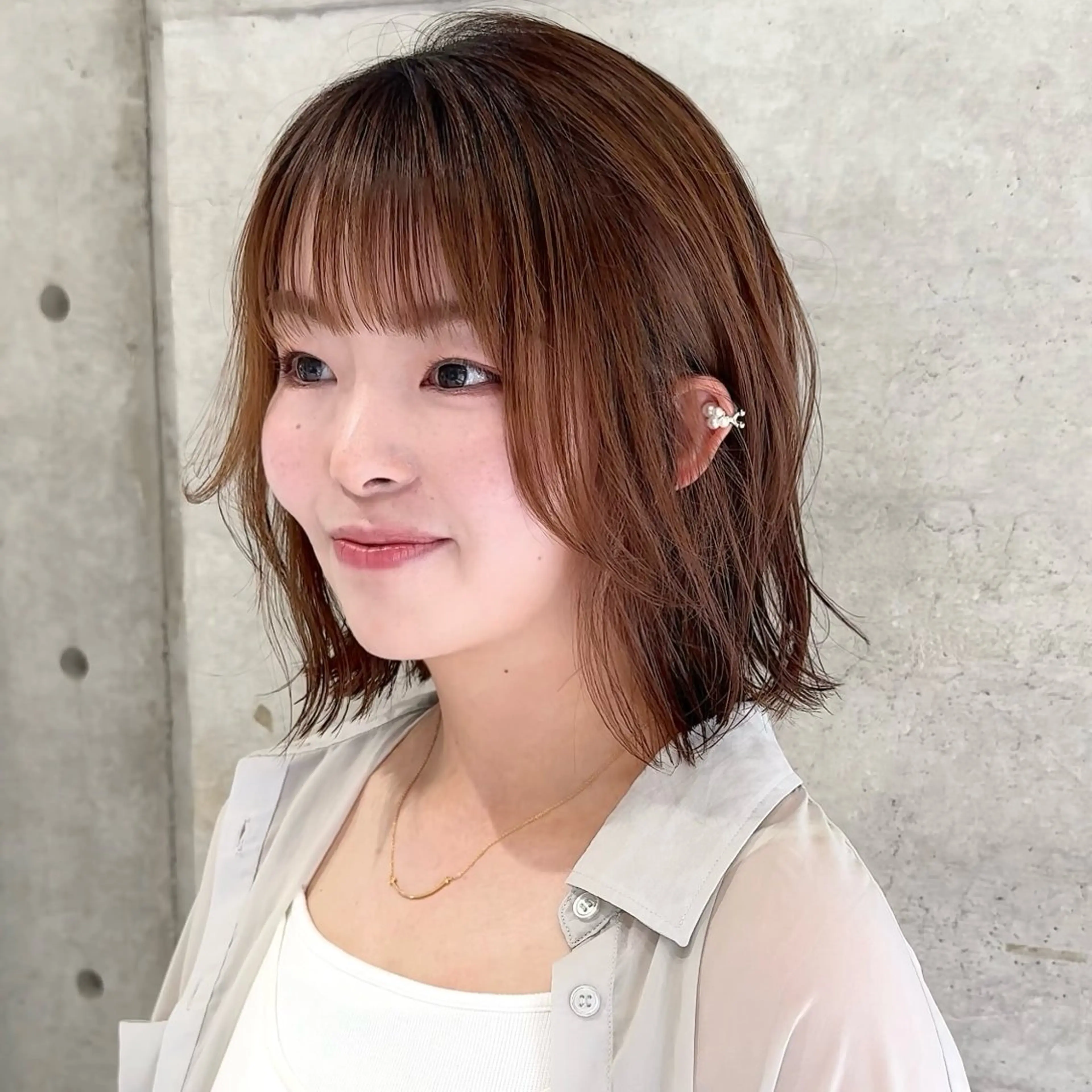 ミディアム カラー ミディアムパーマ ボブ 髪質改善 似合わせカット 縮毛矯正 畔上 尚也のヘアスタイル