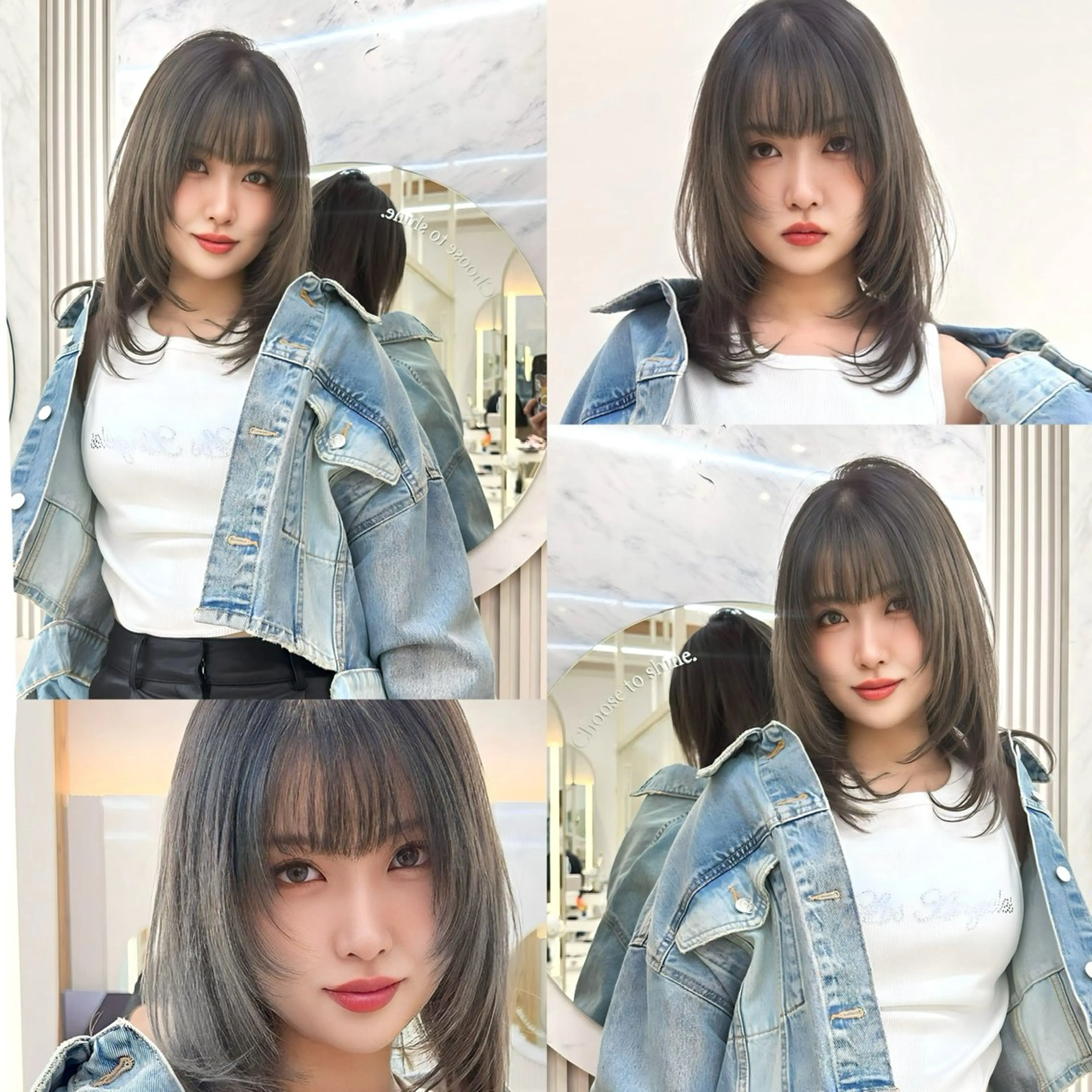 セミロング カラー グレージュ ハイレイヤー レイヤーカット 顔周り特化/韓国ヘア /レイヤー/吉野幸大のヘアスタイル