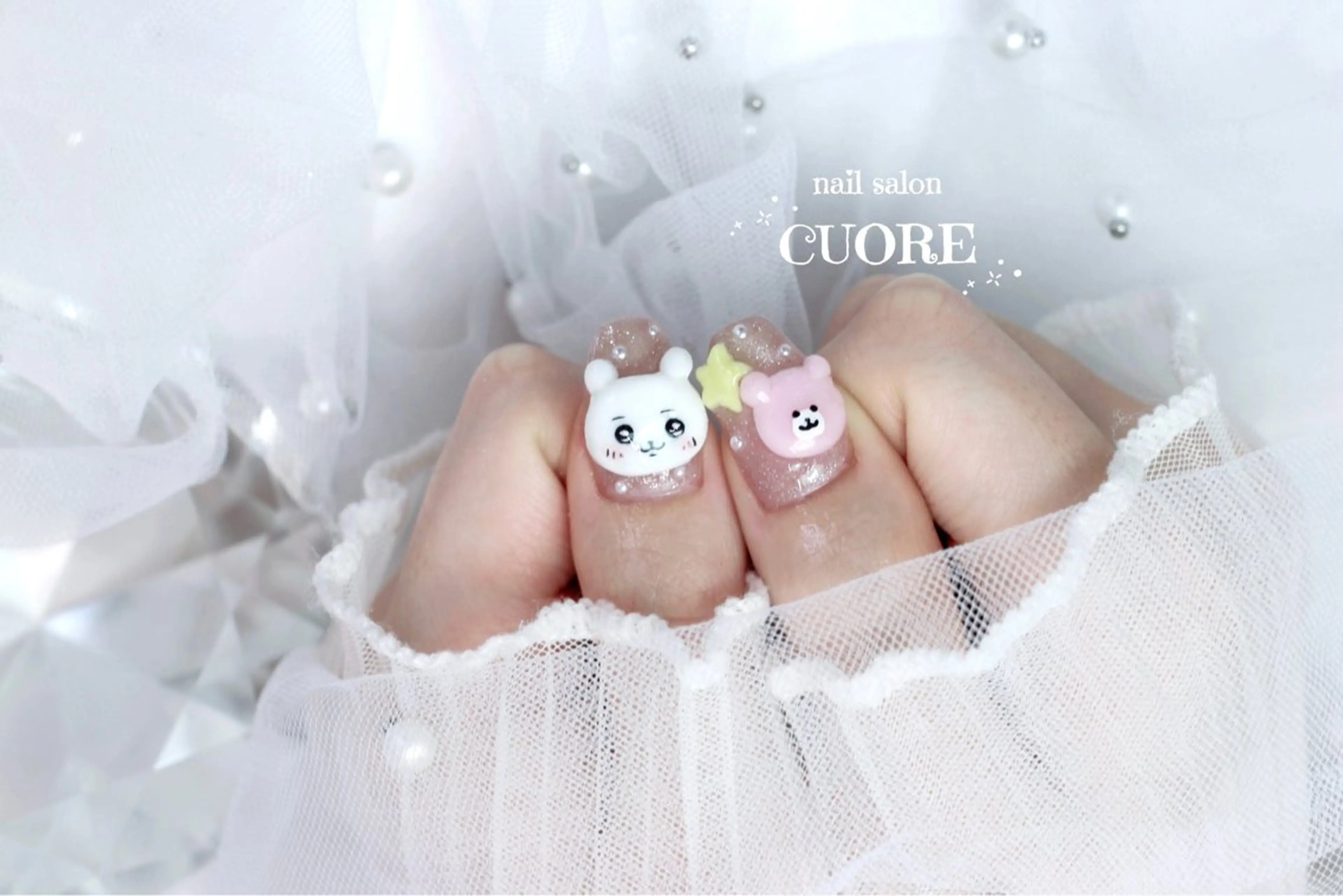 ネイル フラッシュネイル フラッシュマグ マグネットネイル 持ち込み リボン ハンドネイル nail salon CUOREのネイルデザイン