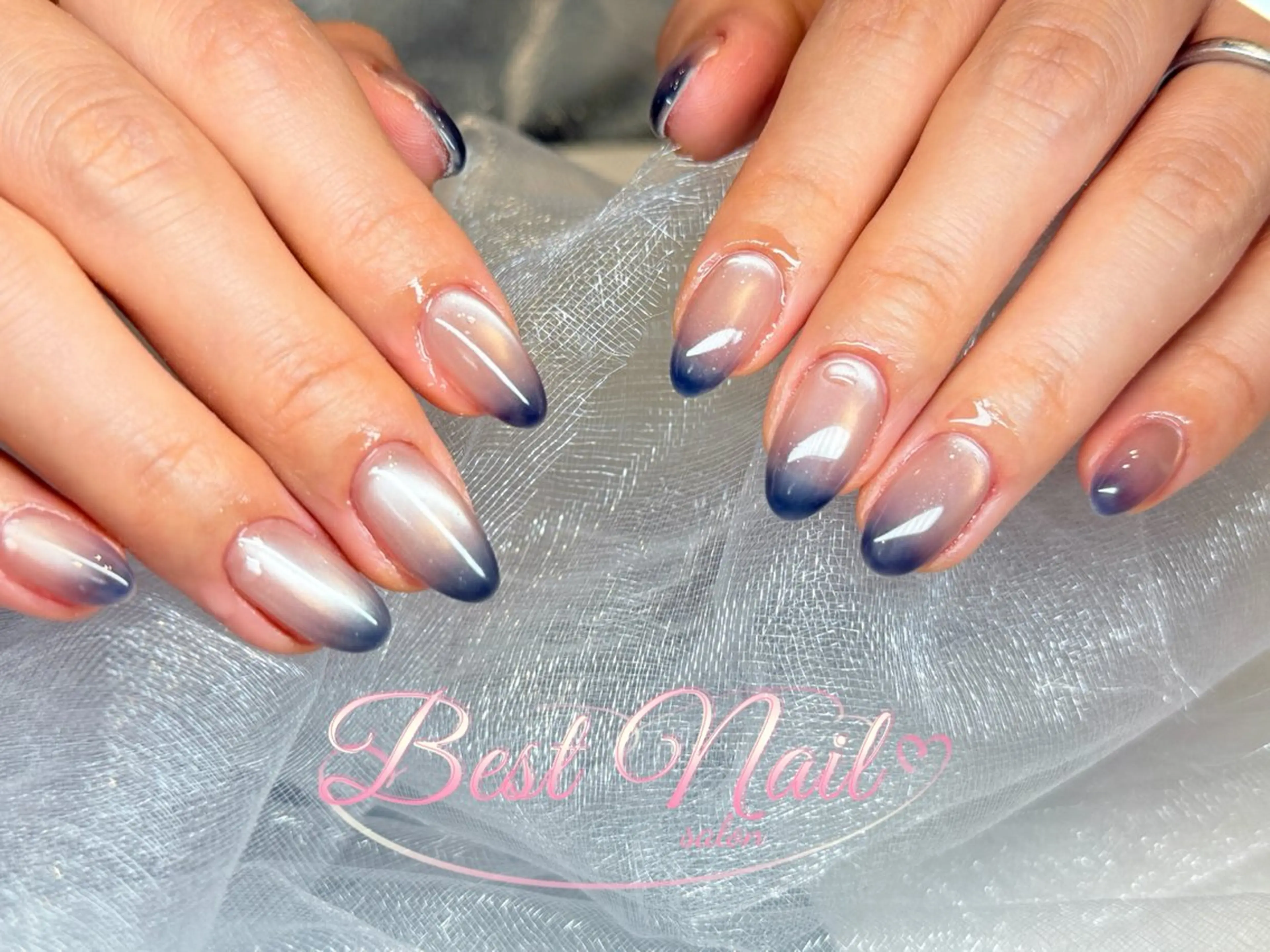 ネイル アートネイル オーロラネイル クリアネイル 長さ出し フレンチネイル More Glam渋谷店のネイルデザイン