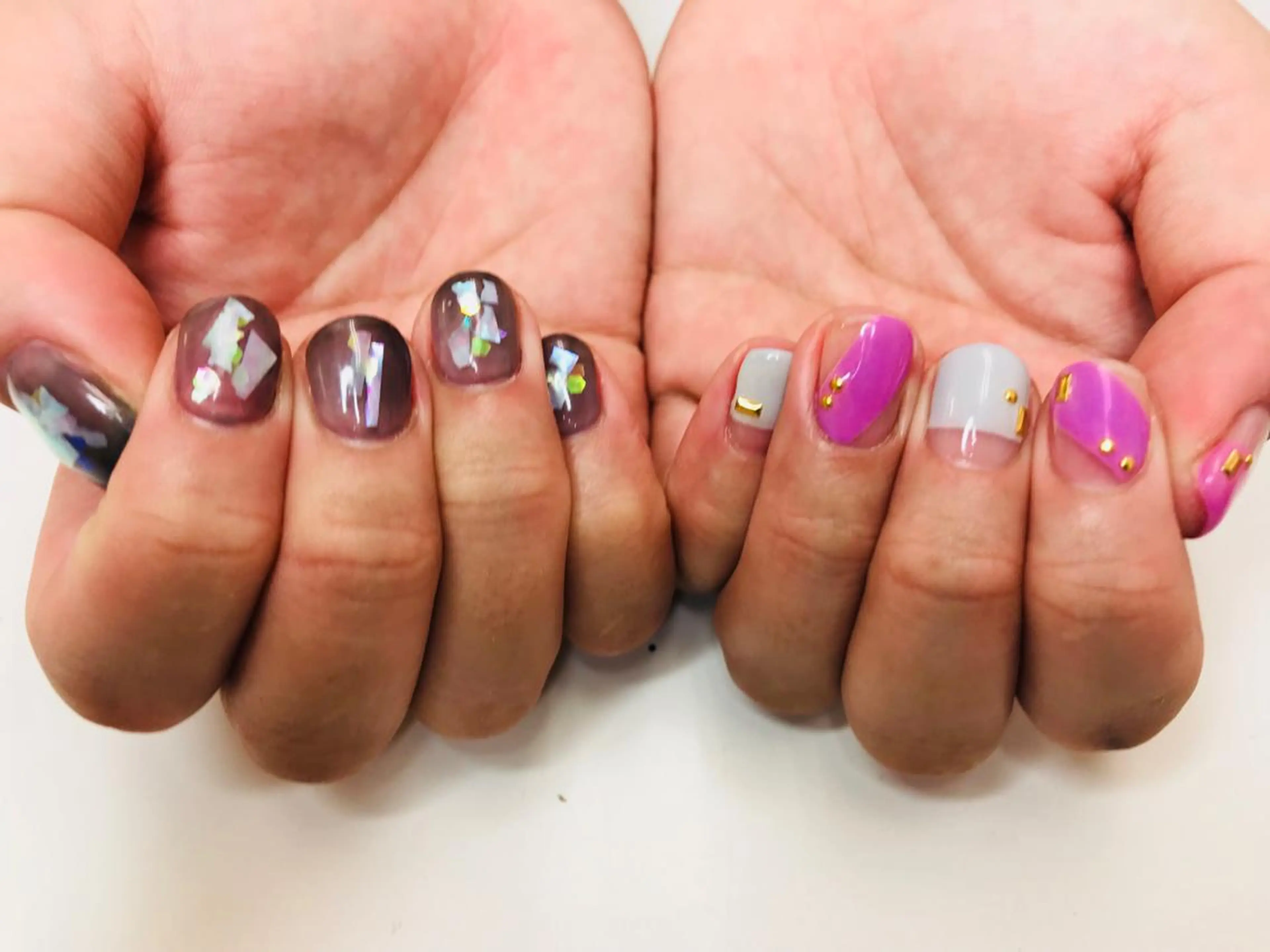 ロング カラー パーマ ヘアアレンジ キッズ ネイル マツエク・マツパ Sunny side nailのネイルデザイン