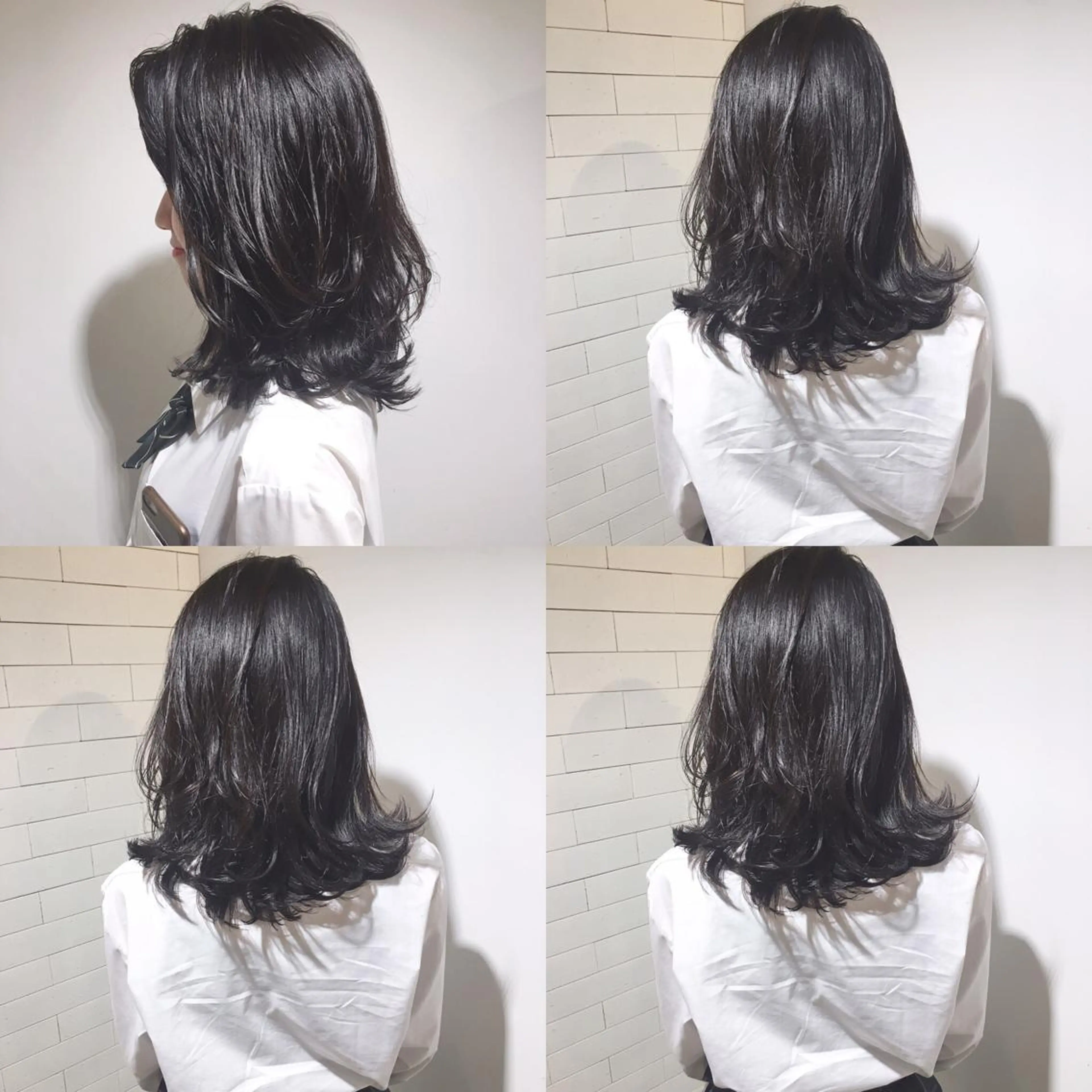 ミディアム ショートボブ ボブ ハイライト 外ハネヘア メンズツイスパ ショートフクヤマシンのヘアスタイル