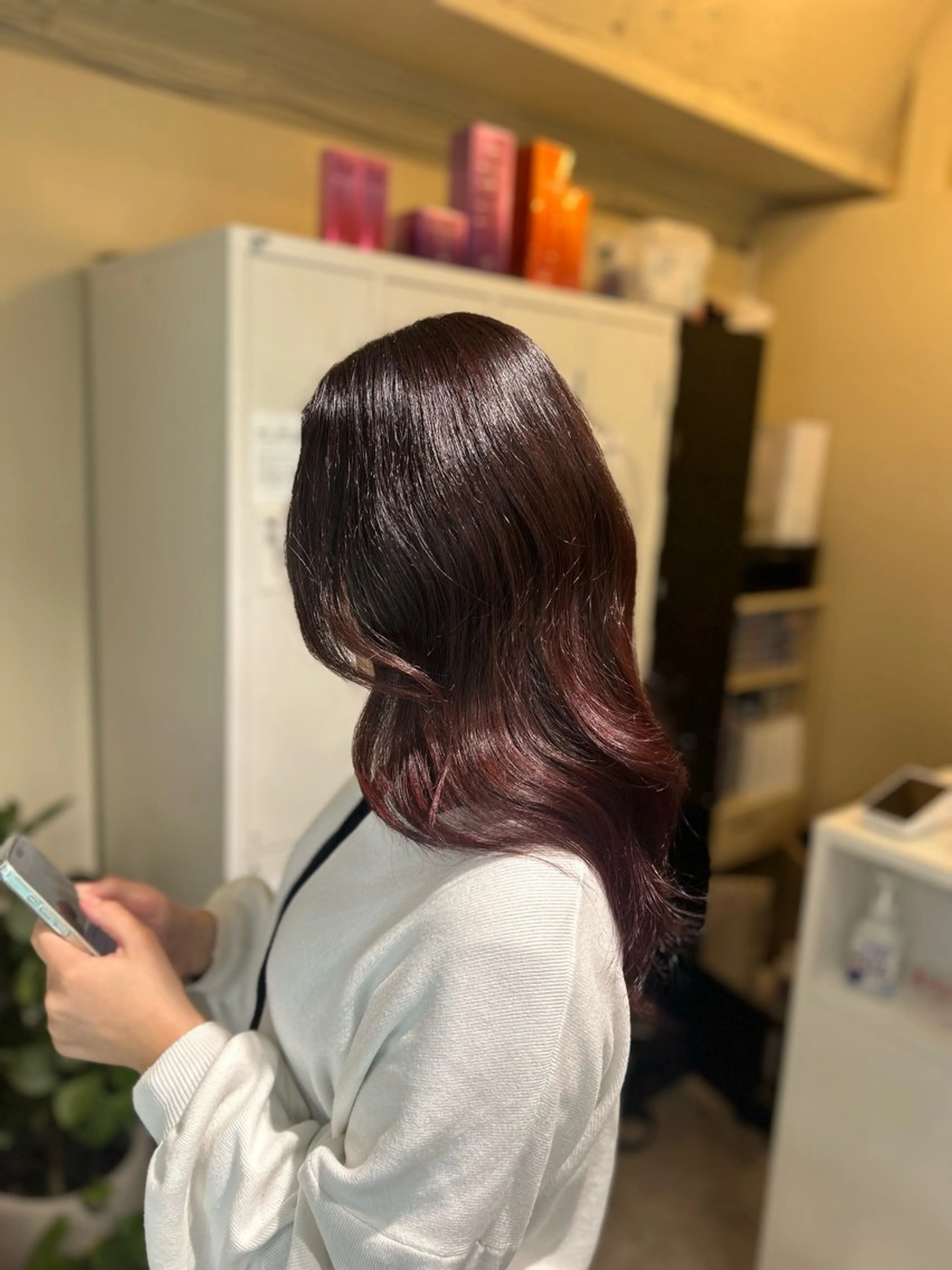 セミロング カラー アディクシーカラー バレイヤージュ ブリーチ デザインカラー ダブルカラー レイヤーカット //金子 聖汰のヘアスタイル