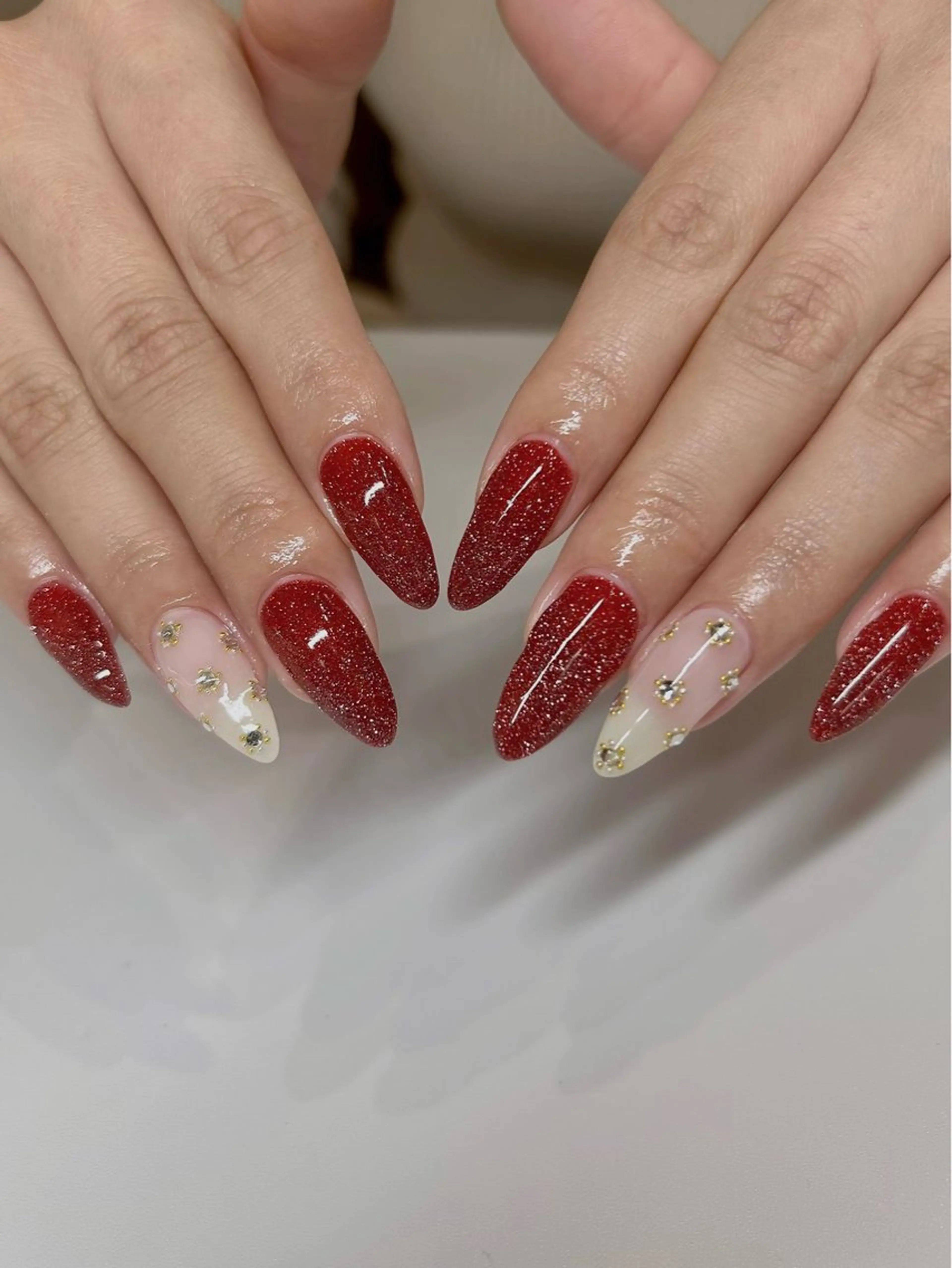 ネイル フラッシュネイル 赤色 nail salon moiのネイルデザイン