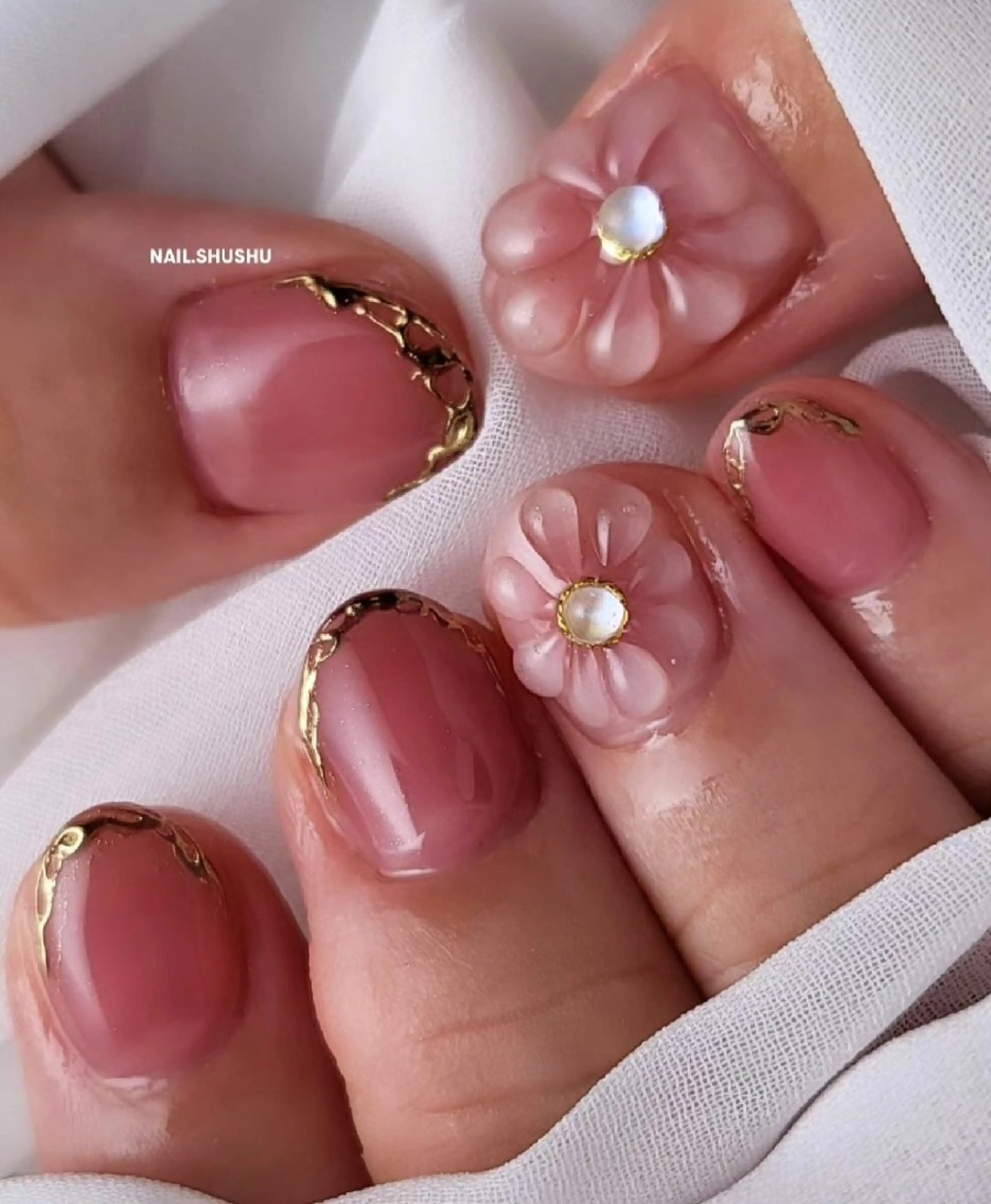 ネイル 持ち込み ニュアンスネイル ワンカラーネイル シンプルネイル ハンドネイル 3dパーツ/流行り 👧shushu❤️のネイルデザイン