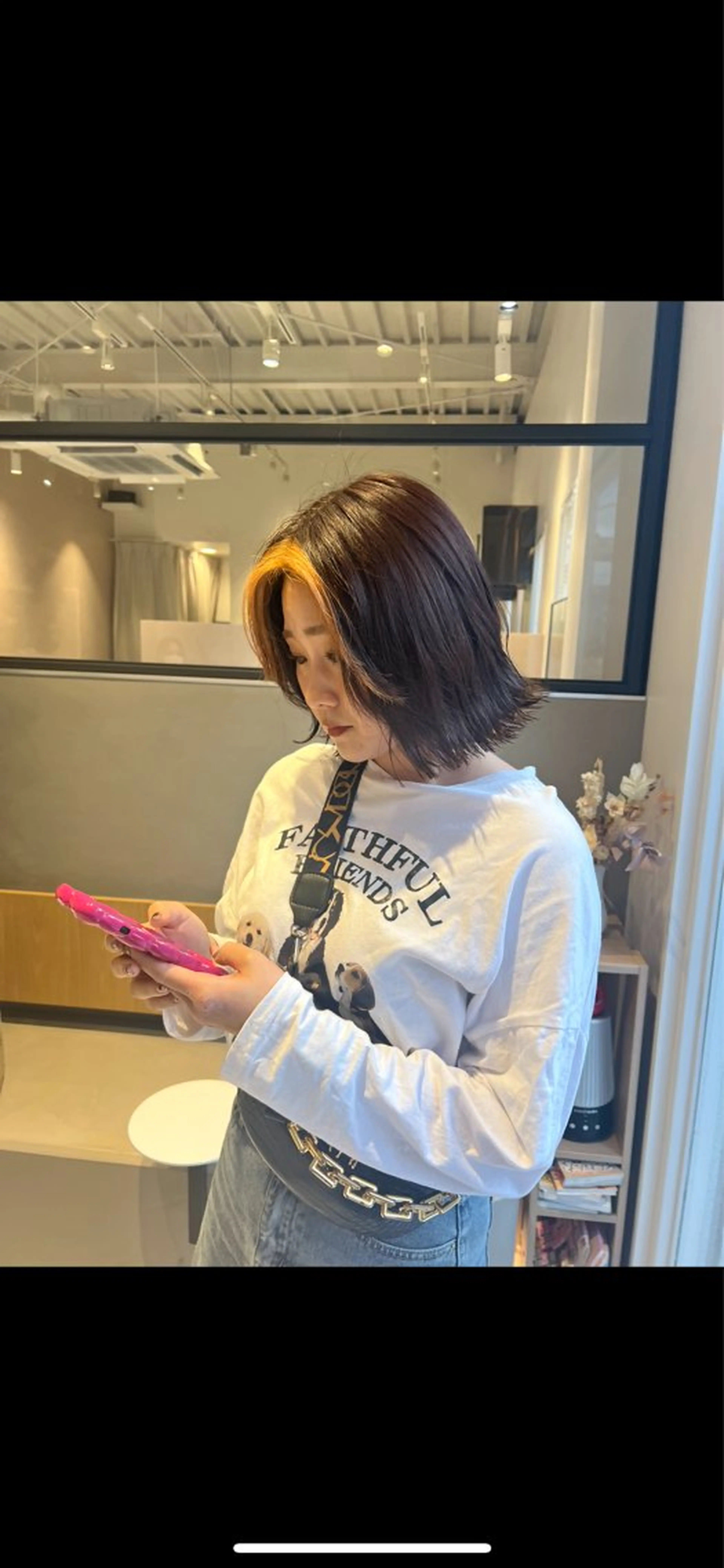 ミディアム カラー ミストバング  フェイスフレーミング ヘアカラー ✨艶髪職人艶カラー✨ 中本輝人のヘアスタイル