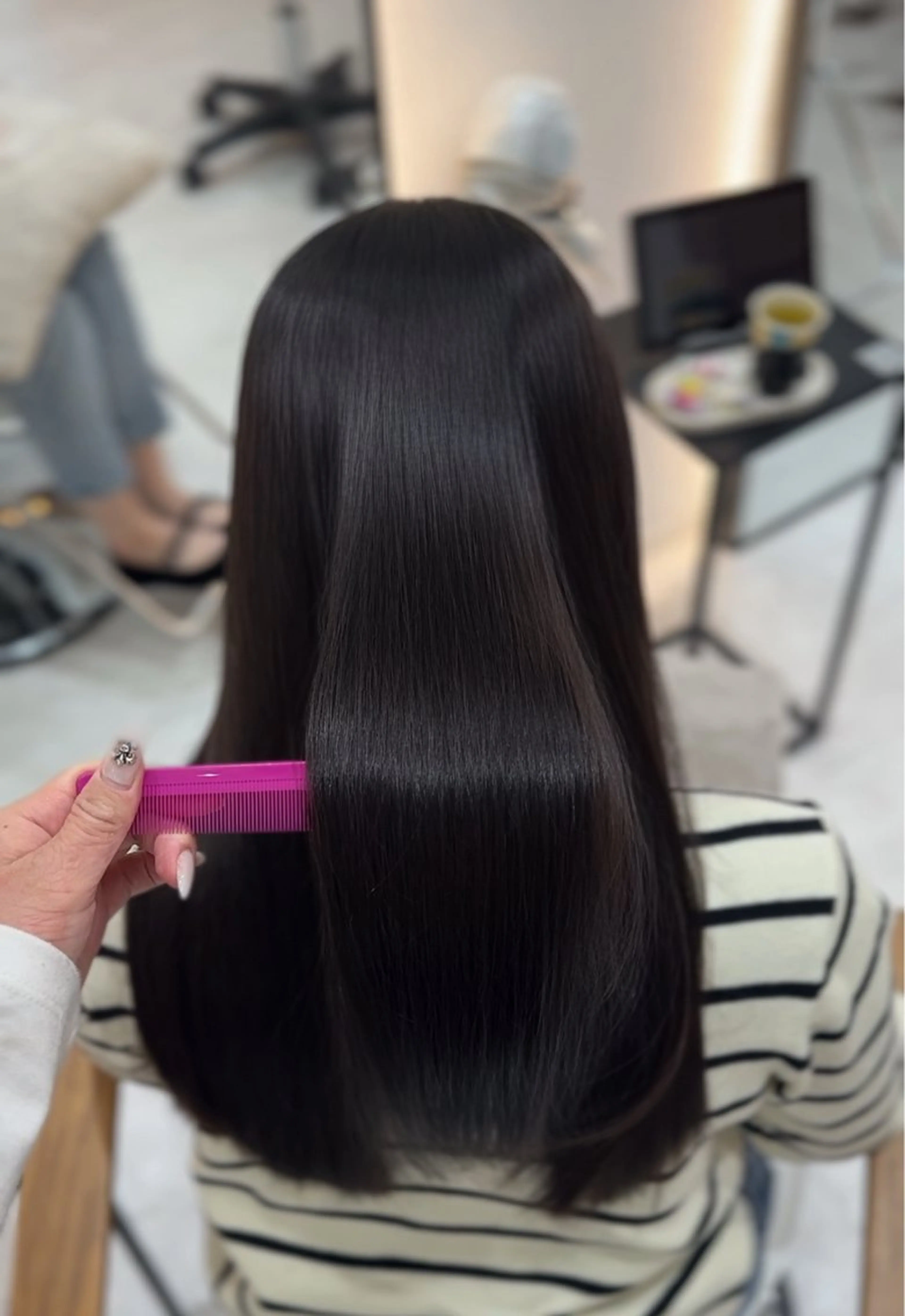 セミロング カット ヘアカラー トリートメント 韓国ヘア/艶髪ロング グレージュ/kanaのヘアスタイル