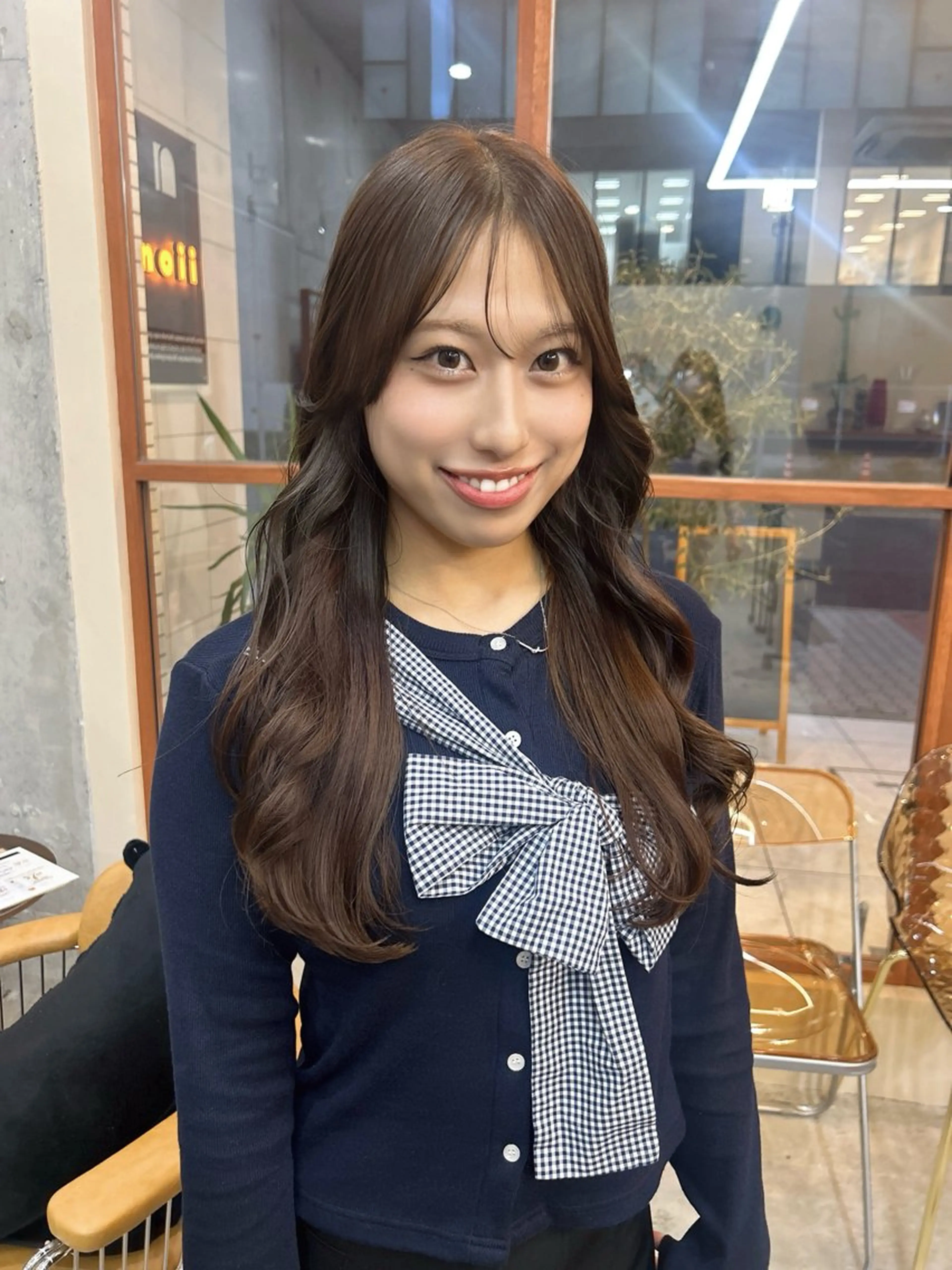 ロング カラー ブリーチ ブラウンカラー 透明感カラー ブリーチなしカラー ヘアカラー カット・ブリーチ/ ふわあいりのヘアスタイル