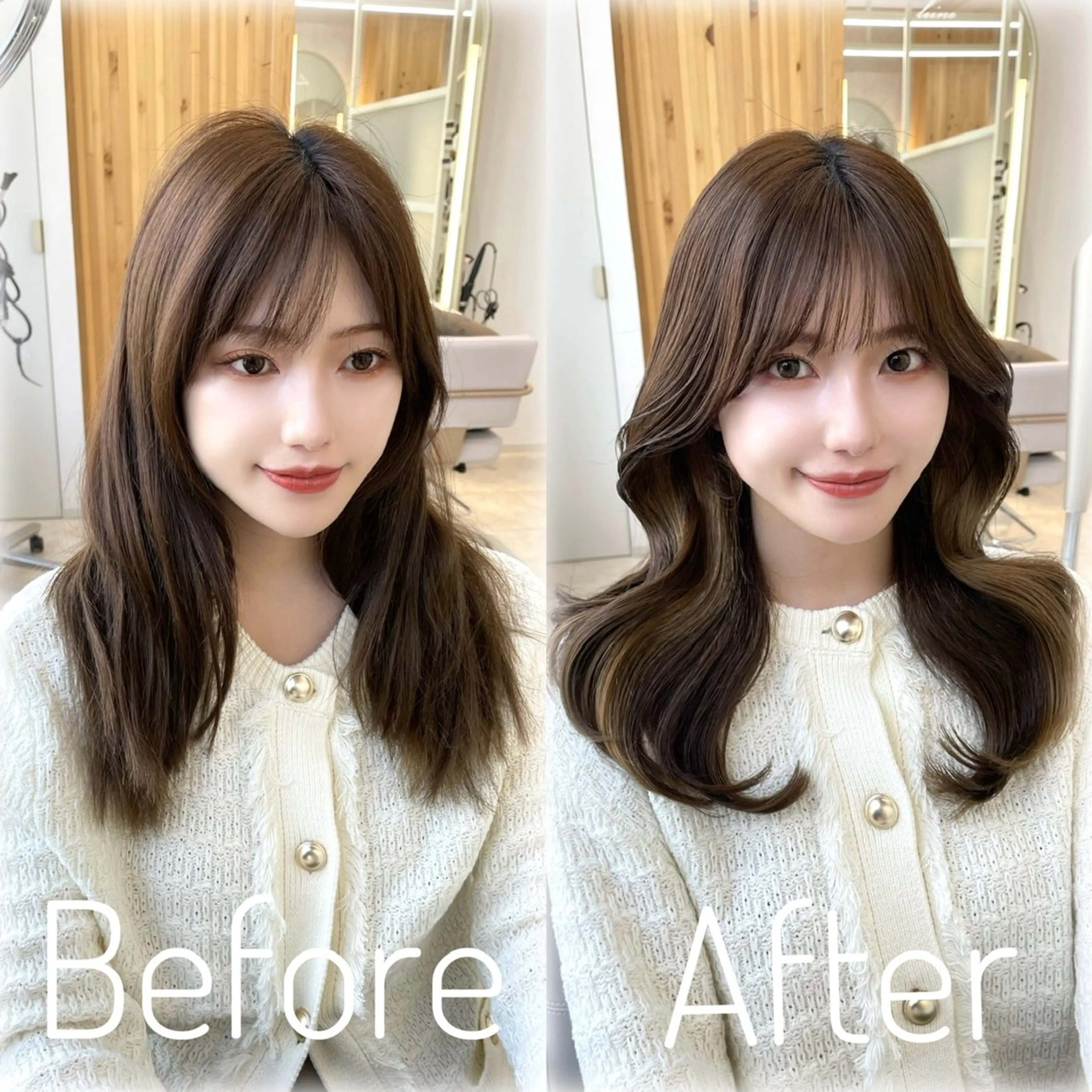 セミロング カラー 🇰🇷韓国風くびれ ヘア🇰🇷中村優大のヘアスタイル