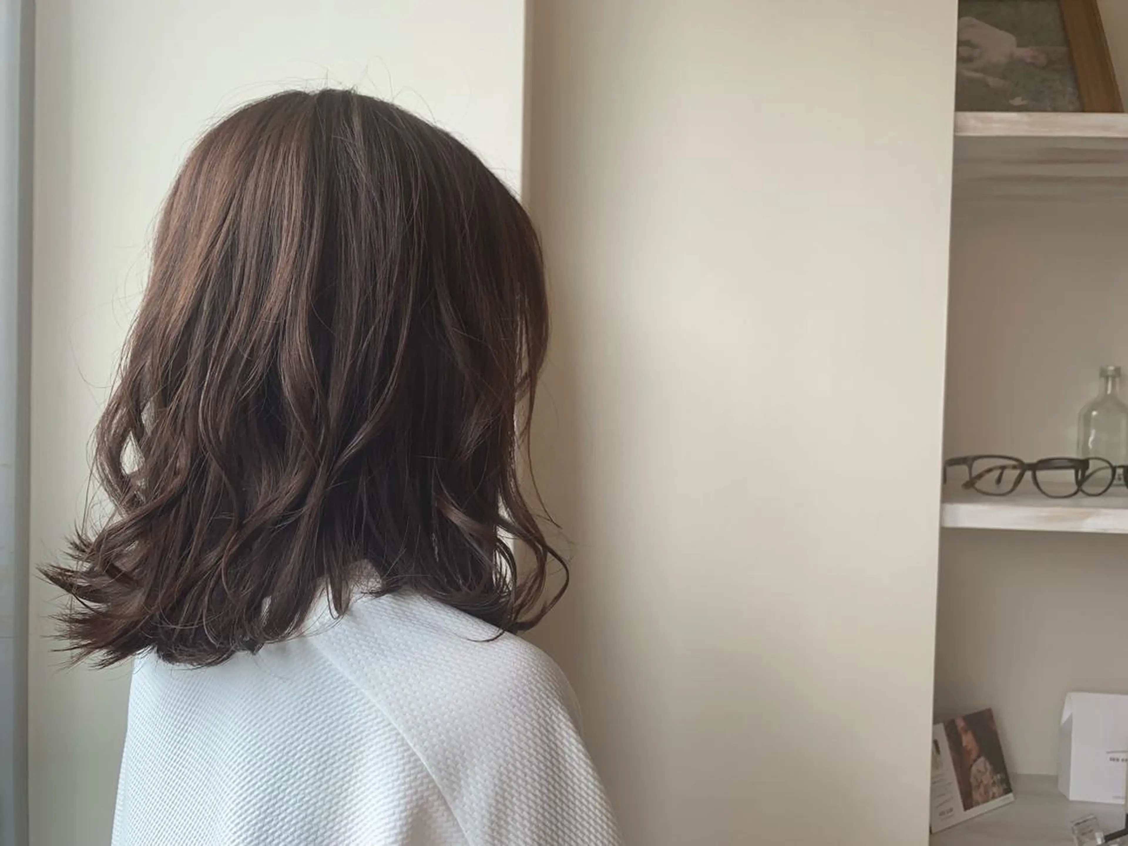 ミディアム カラー ブラウンカラー ショコラブラウン 透明感カラー ヘアカラー トリートメント ボブウルフ／ボブ Satsuki【名駅のヘアスタイル