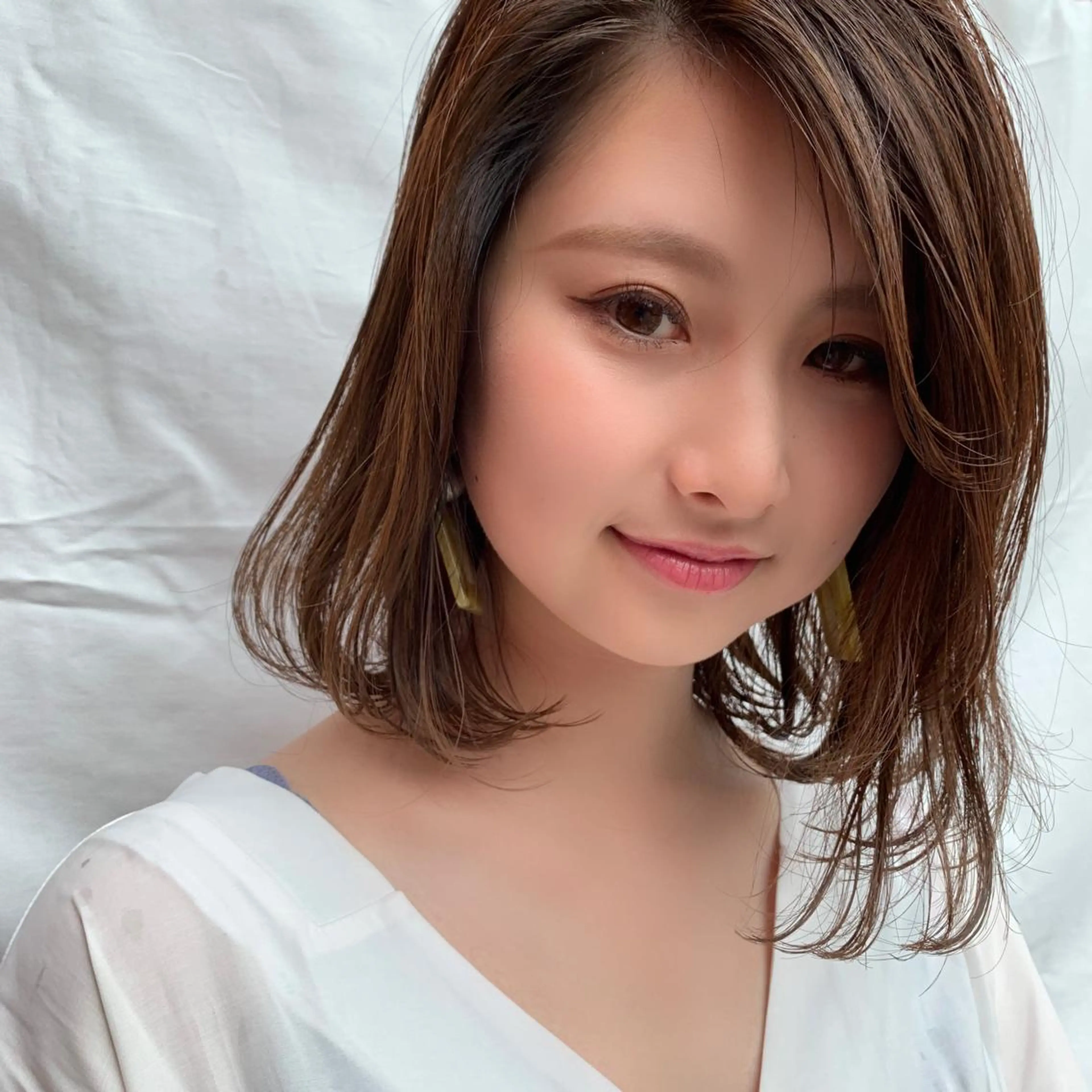 ショート カラー ボブ 薬院:今泉/上川美幸 ボブ/顔周りレイヤーのヘアスタイル
