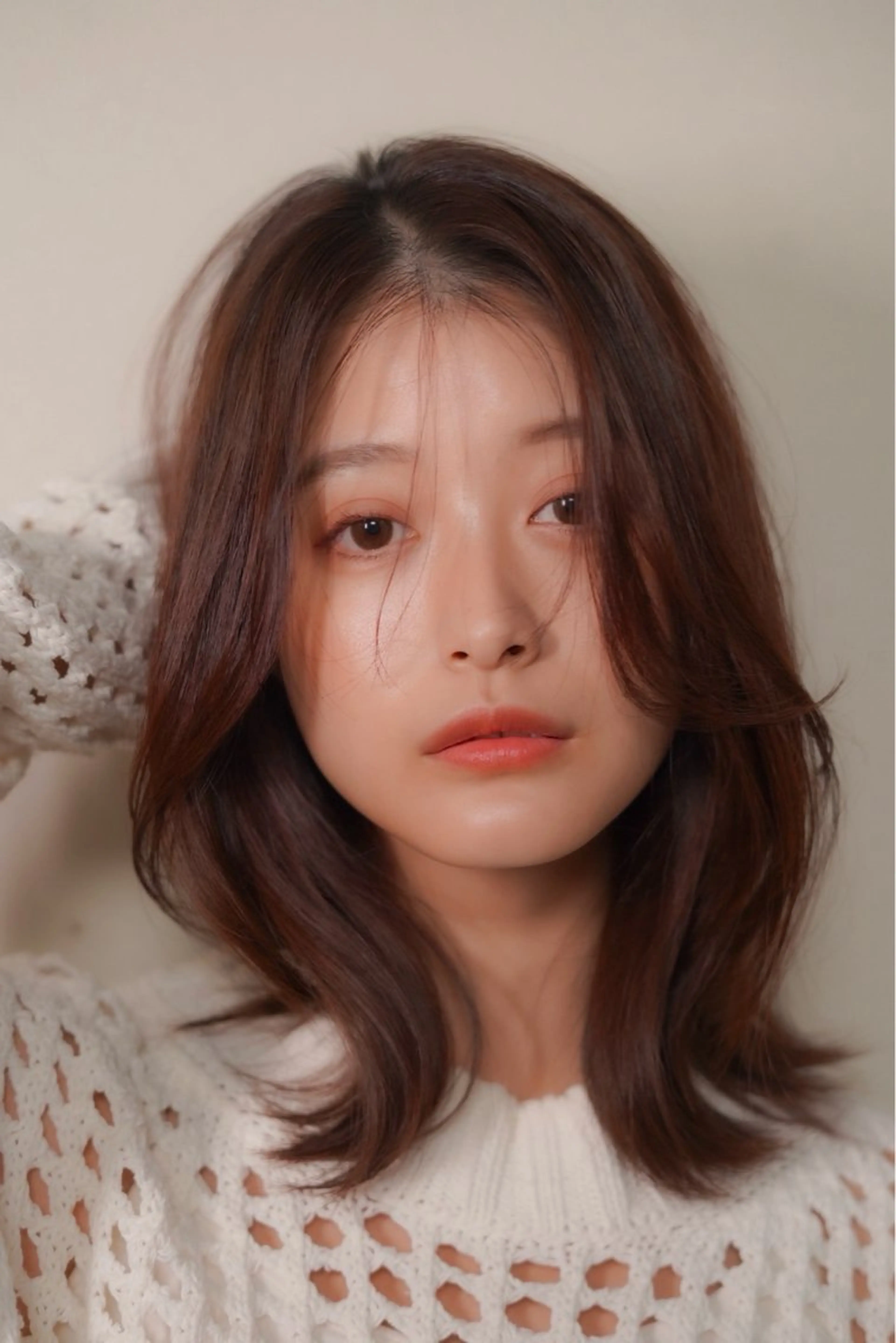 ミディアム カラー パーマ カット ヘアカラー トリートメント 骨格/顔タイプ/ パーソナルカラー菅原のヘアスタイル