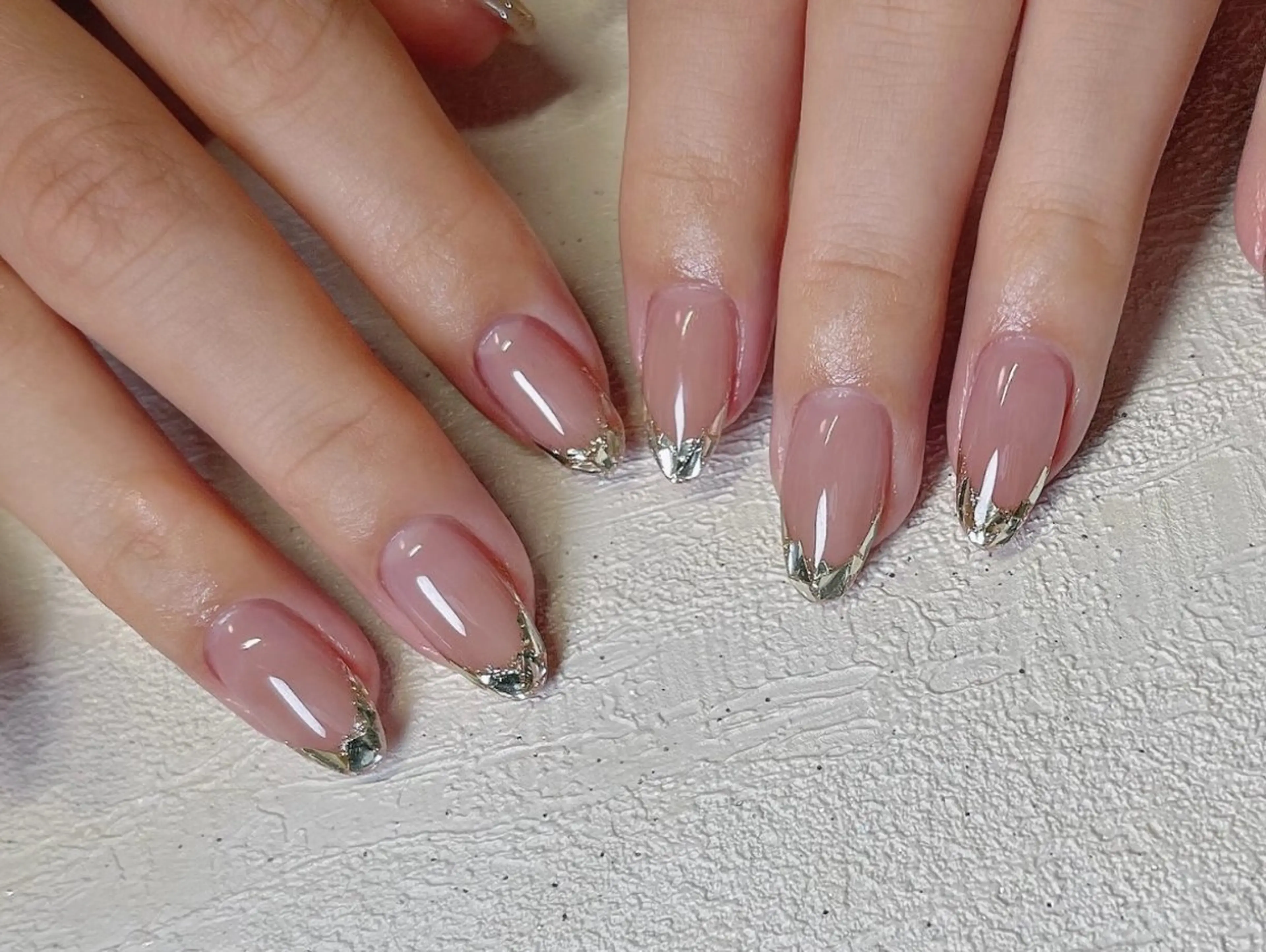 ネイル アートネイル オーロラネイル クリアネイル 長さ出し フレンチネイル ハンドネイル 原田 梨香のネイルデザイン